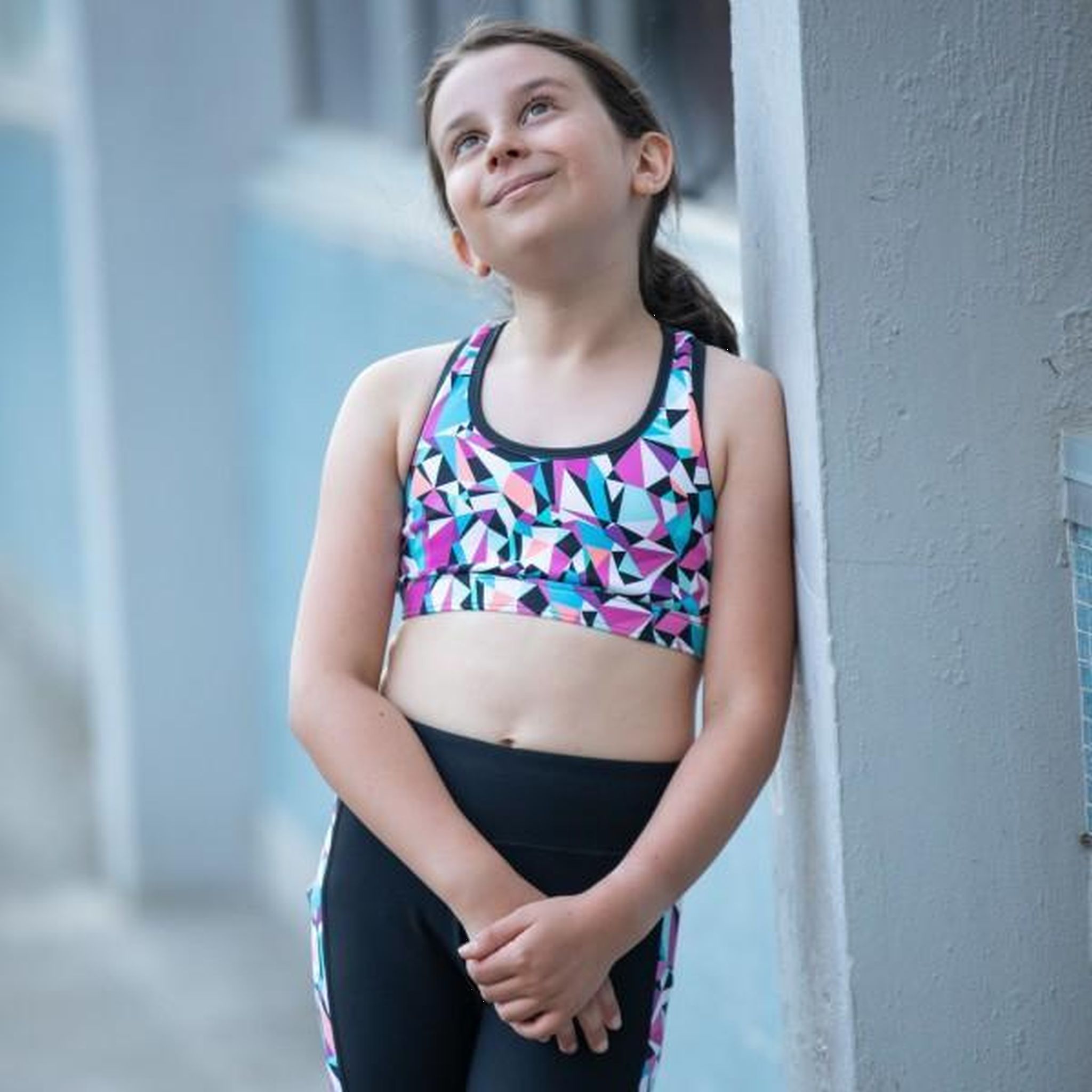 GO Sport Girls Reversible Sports Bra - Breathable Workout Crop Top for Running, Yoga & Gym Training