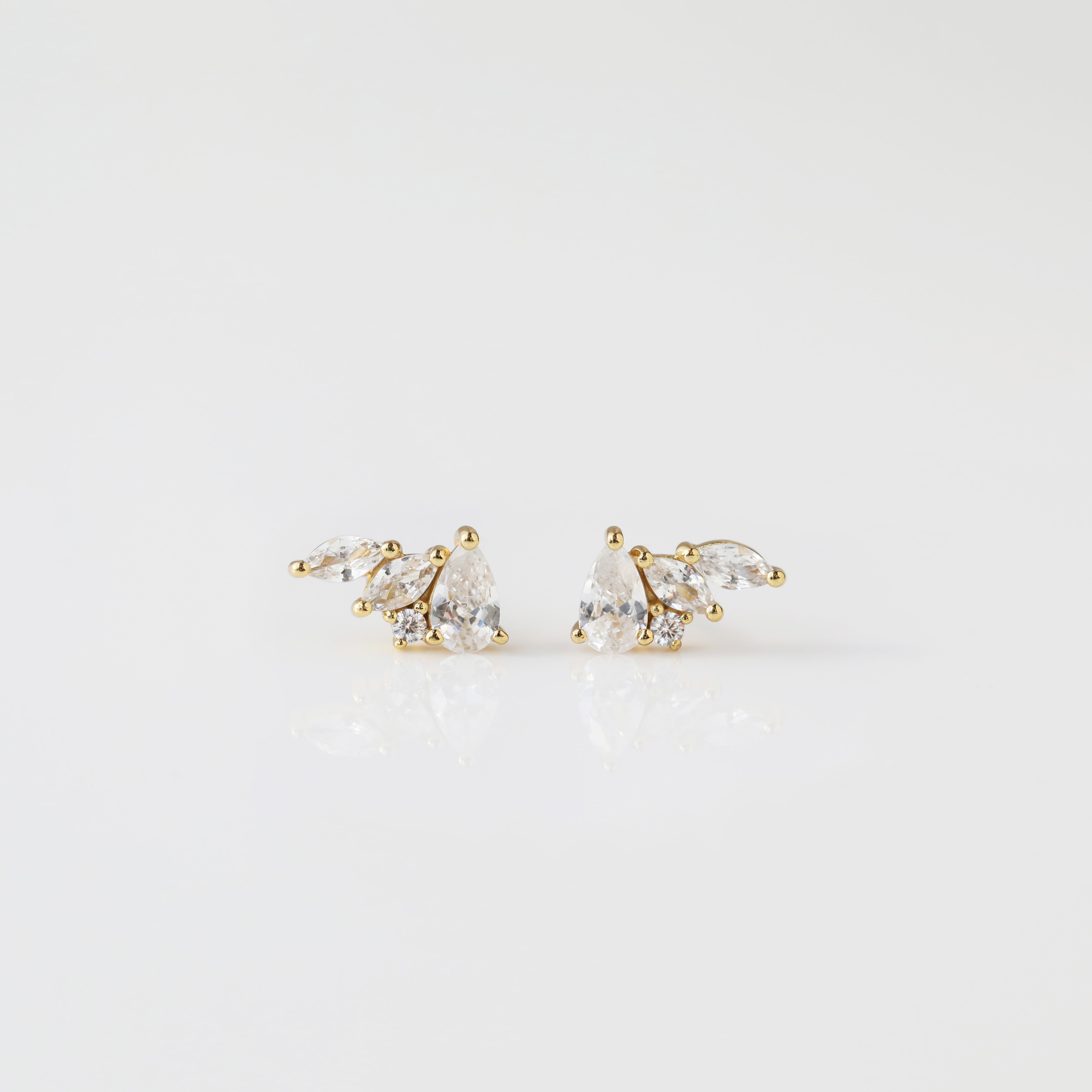 Elegant Marquise Fan Climber Earrings for Women - Dainty Gold Hoop Earrings for Daily Wear & Special Occasions