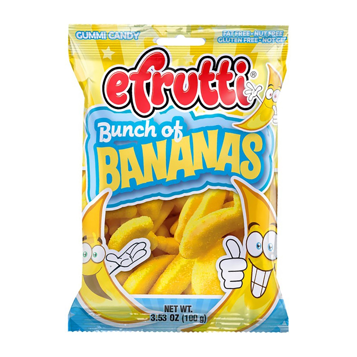Efrutti Gummy Banana Candy - 3.5oz Bags, Pack of 12 - Perfect for Halloween Treats, Party Favors & Office Snacks