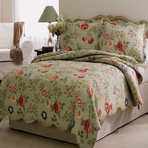 Pem America Edens Garden Quilt Set with 2 Shams - Full/Queen Size Bedding for Cozy Home Decor | Perfect for Master Bedroom, Guest Room & Farmhouse Style
