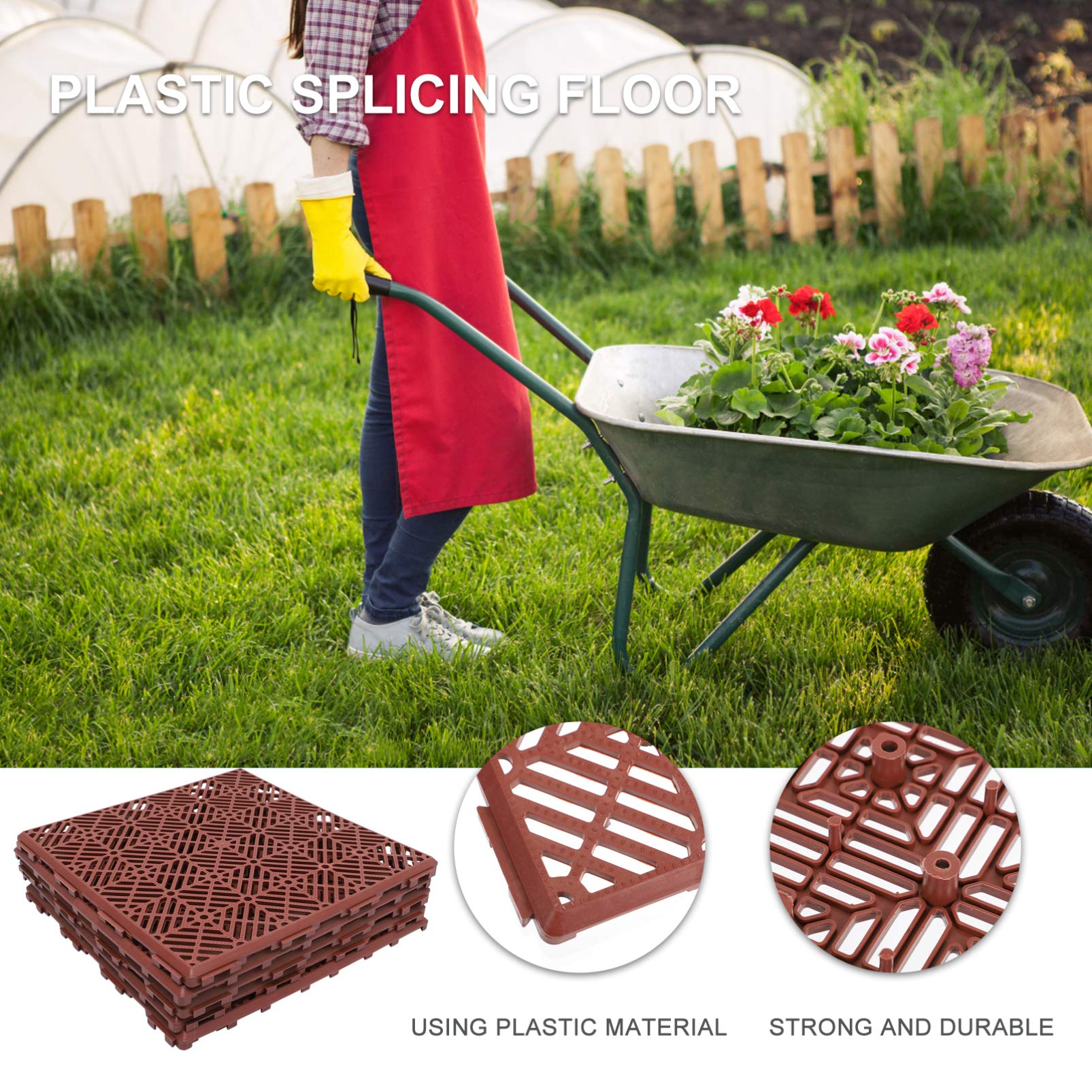 DOITOOL 5-Pack Non-Slip Garden Floor Mats - Durable Plastic Outdoor Floor Tiles for Patio, Yard & Deck - Interlocking Anti-Slip Surface for Poolside, Garage & Play Areas