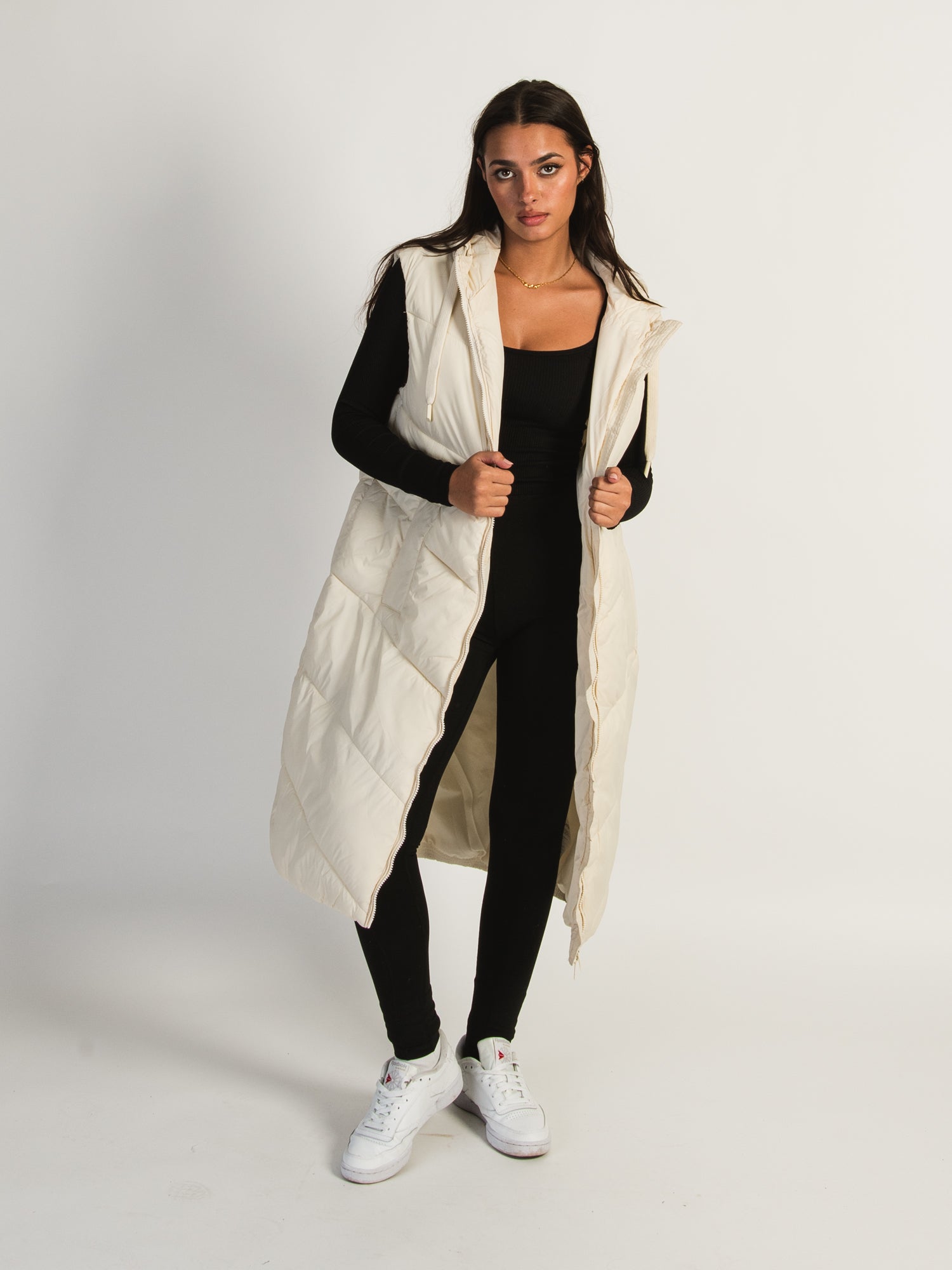 B.YOUNG BOMINA Long Hooded Puffer Vest for Women - Winter Warm Quilted Jacket with Pockets | Outdoor Activities, Hiking & Casual Wear