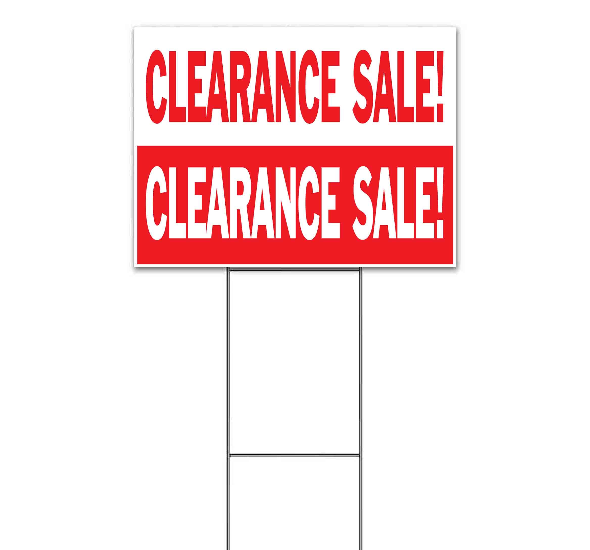 18x24 Inch Clearance Yard Sign with Metal Step Stake - Bulk Discounts & Multi-Packs Available | Durable Outdoor Advertising Sign for Businesses, Events & Sales (Made in USA)