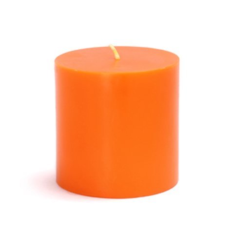 Zest Candle CPZ-075-12 3x3 Inch Orange Pillar Candles - 12 Pack Bulk Case for Home Decor, Weddings & Relaxation