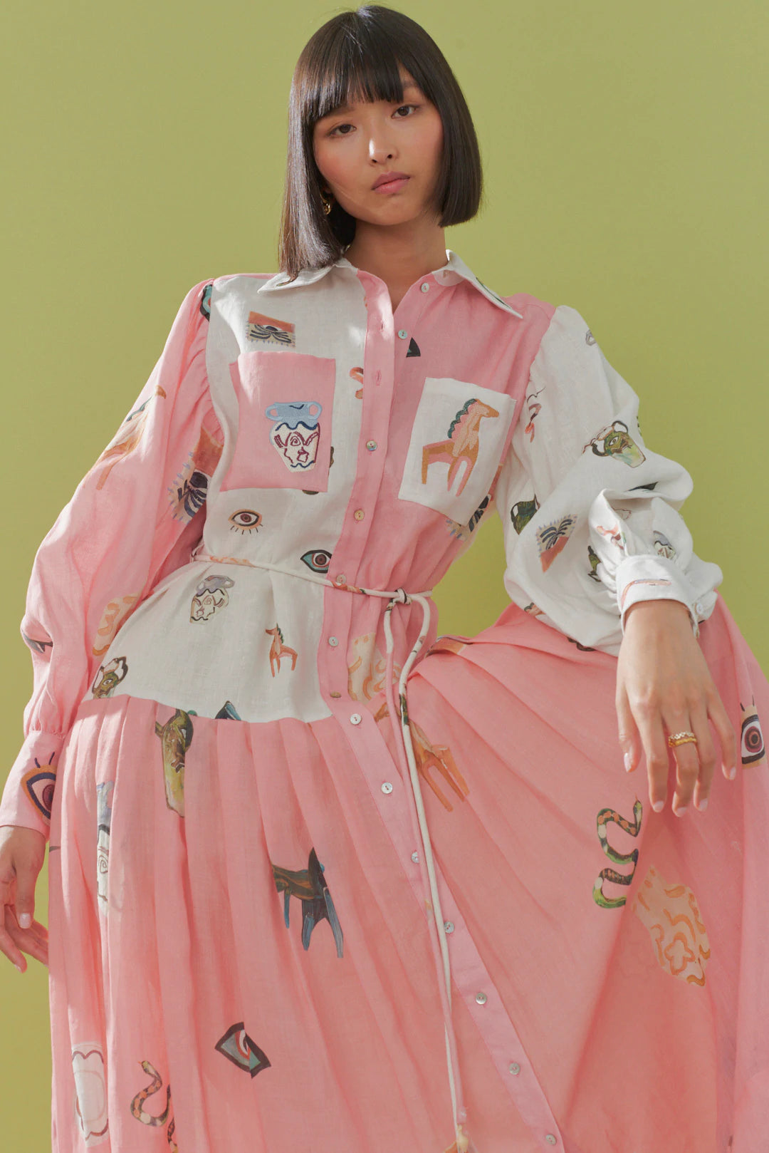 Cleo Patchwork Shirtdress for Women - Stylish & Comfortable Floral Print Button Down Dress for Casual Outings & Summer Wear