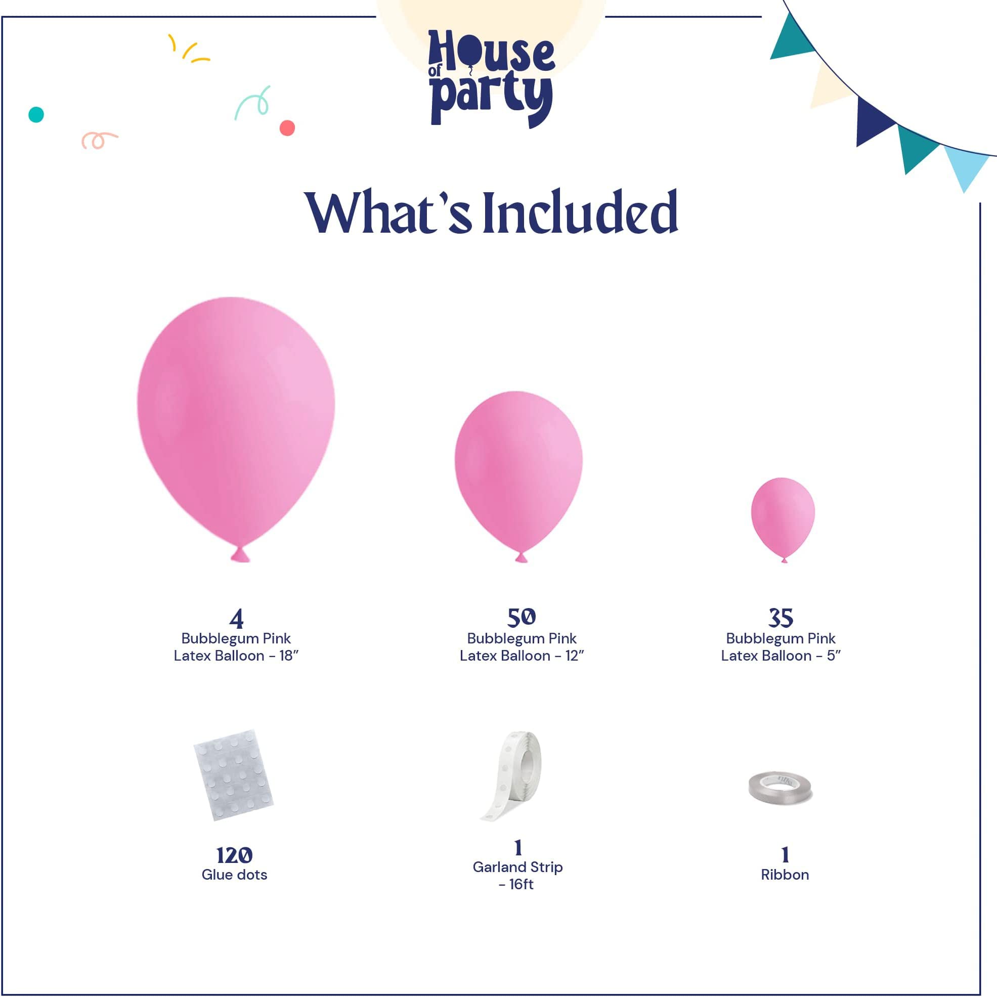 HOUSE OF PARTY Pink Balloon Garland Kit - 5/12/18 Inch Baby Pink Balloons for Balloon Arch, Perfect for Graduation Party Decor, Birthday Decorations, Wedding & Bridal Shower Decor, Easter Party Supplies - Create Stunning Backdrops for Photos & Events