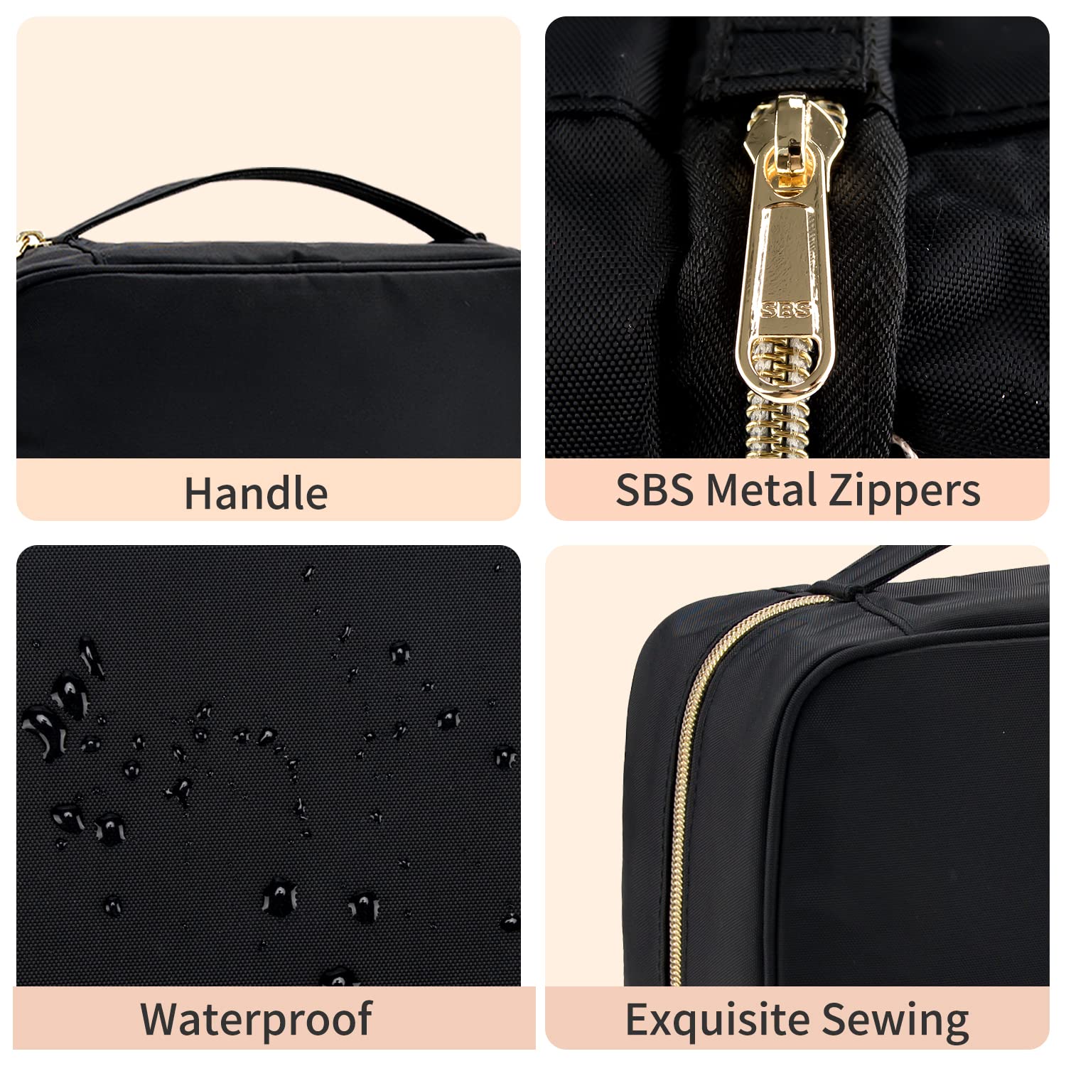 CUBETASTIC Waterproof Travel Toiletry Bag for Women - Portable Makeup Organizer with Hanging Hook for Cosmetics, Skincare & Toiletries - Perfect for Vacation, Gym, Business Trips & Weekend Getaways