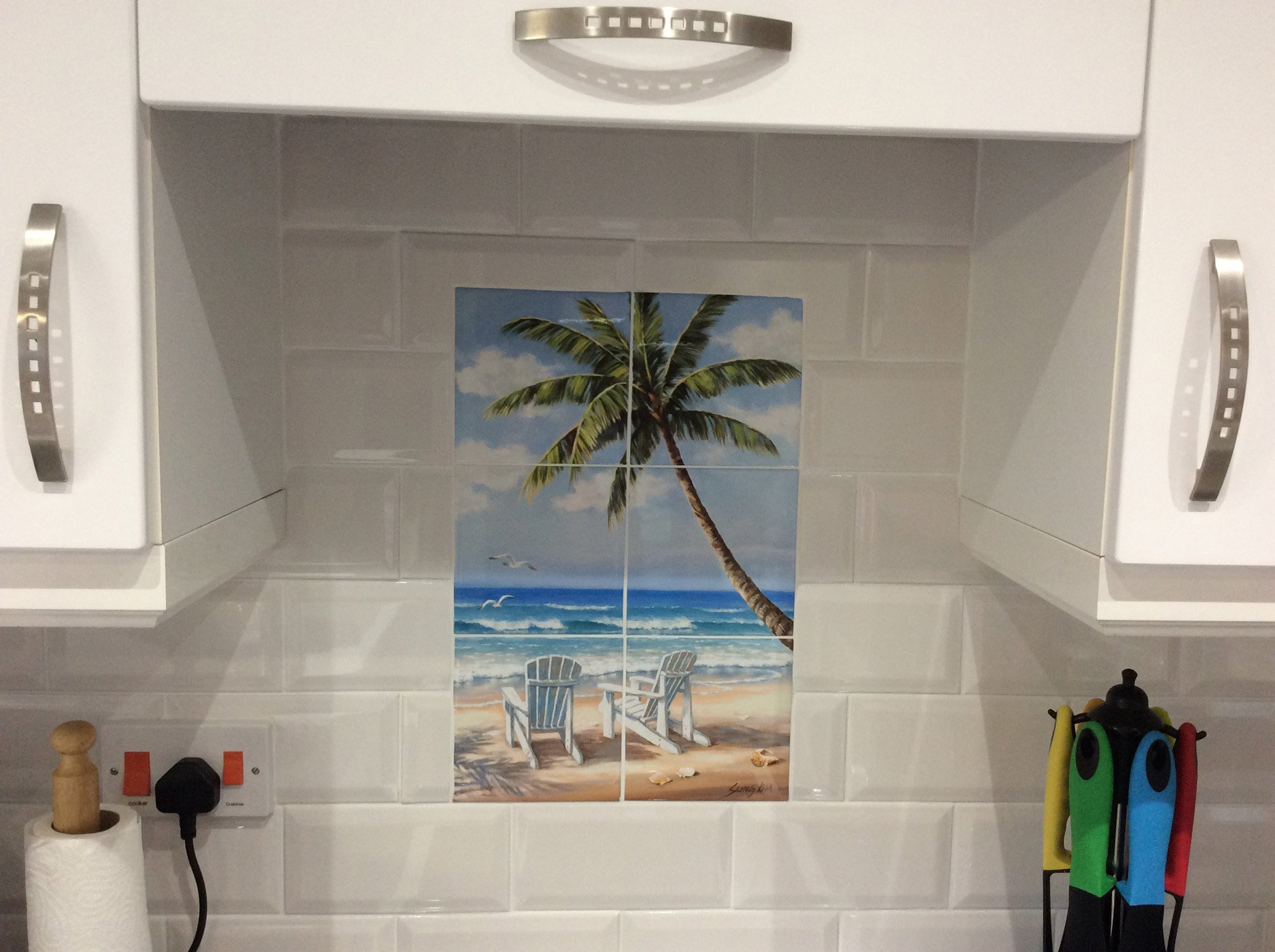Ceramic Backsplash Tile Mural - Beach Scene & Ocean Waves Design for Kitchen, Bathroom & Shower - Hidden Beach Art by Sung Kim - Perfect for Coastal, Nautical & Beach House Decor