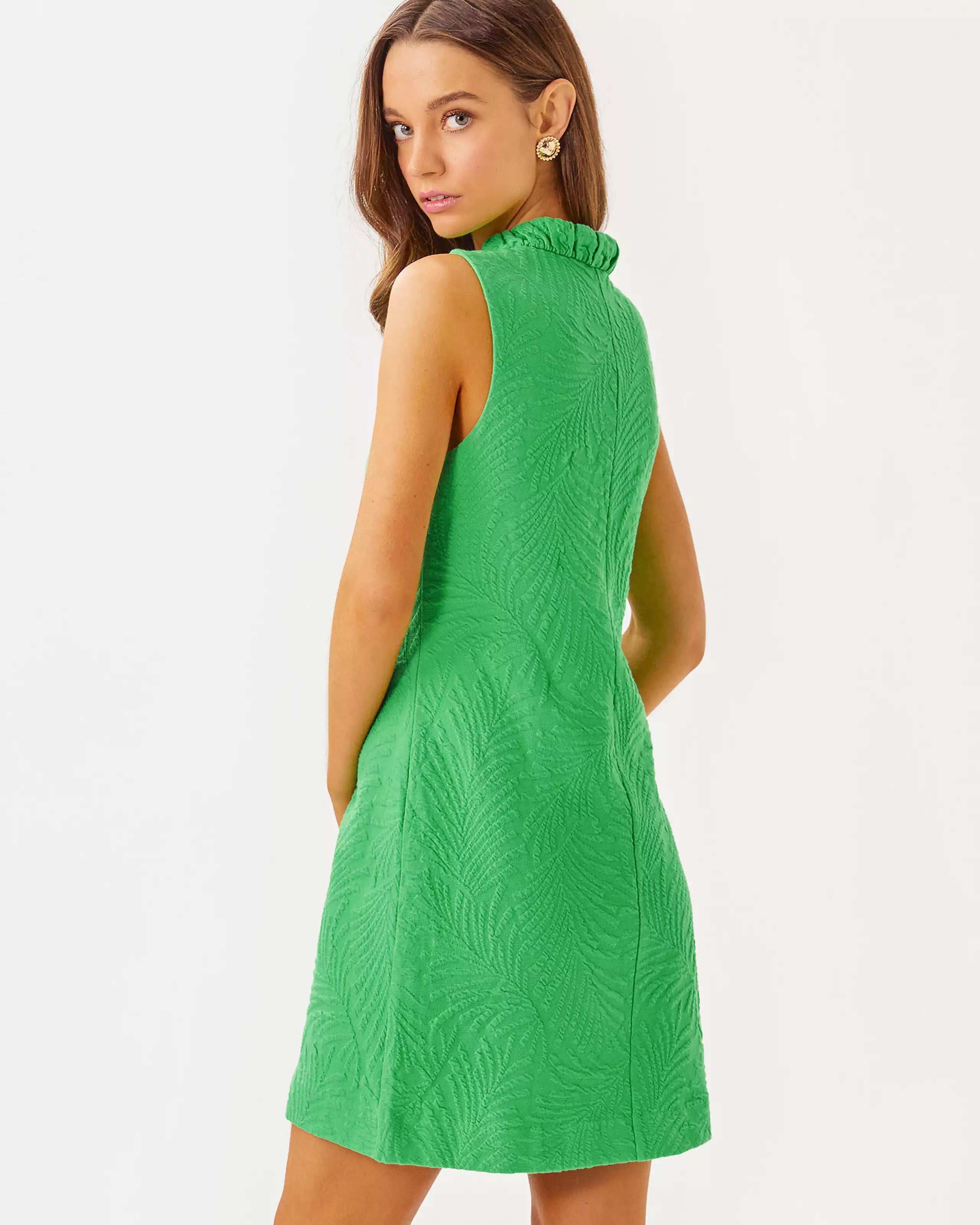 Elsey Shift Dress - Fauna Green Leafy Knit Women's Casual Dress | Perfect for Office, Date Night & Summer Outings
