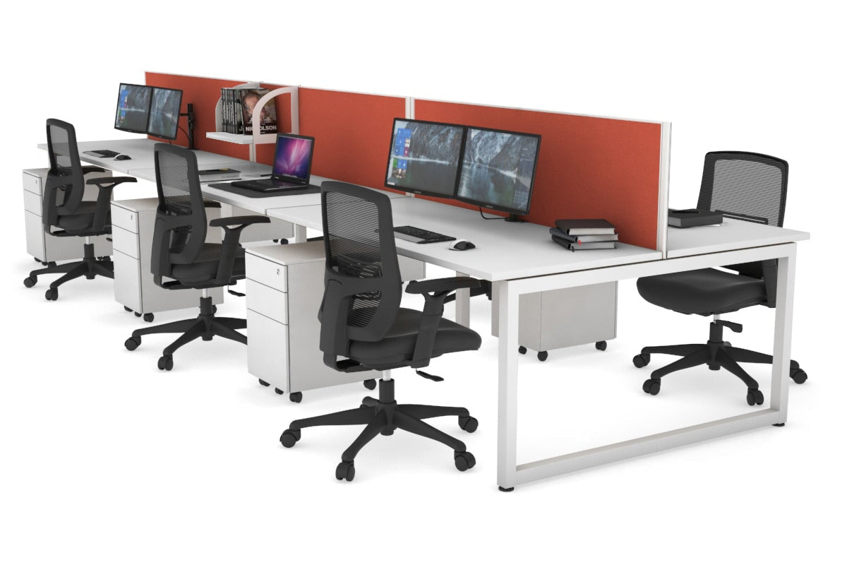 Quadro Loop Legs 6-Person Office Workstation Desk - 1400L x 700W Dimensions - Perfect for Collaborative Workspaces & Team Projects