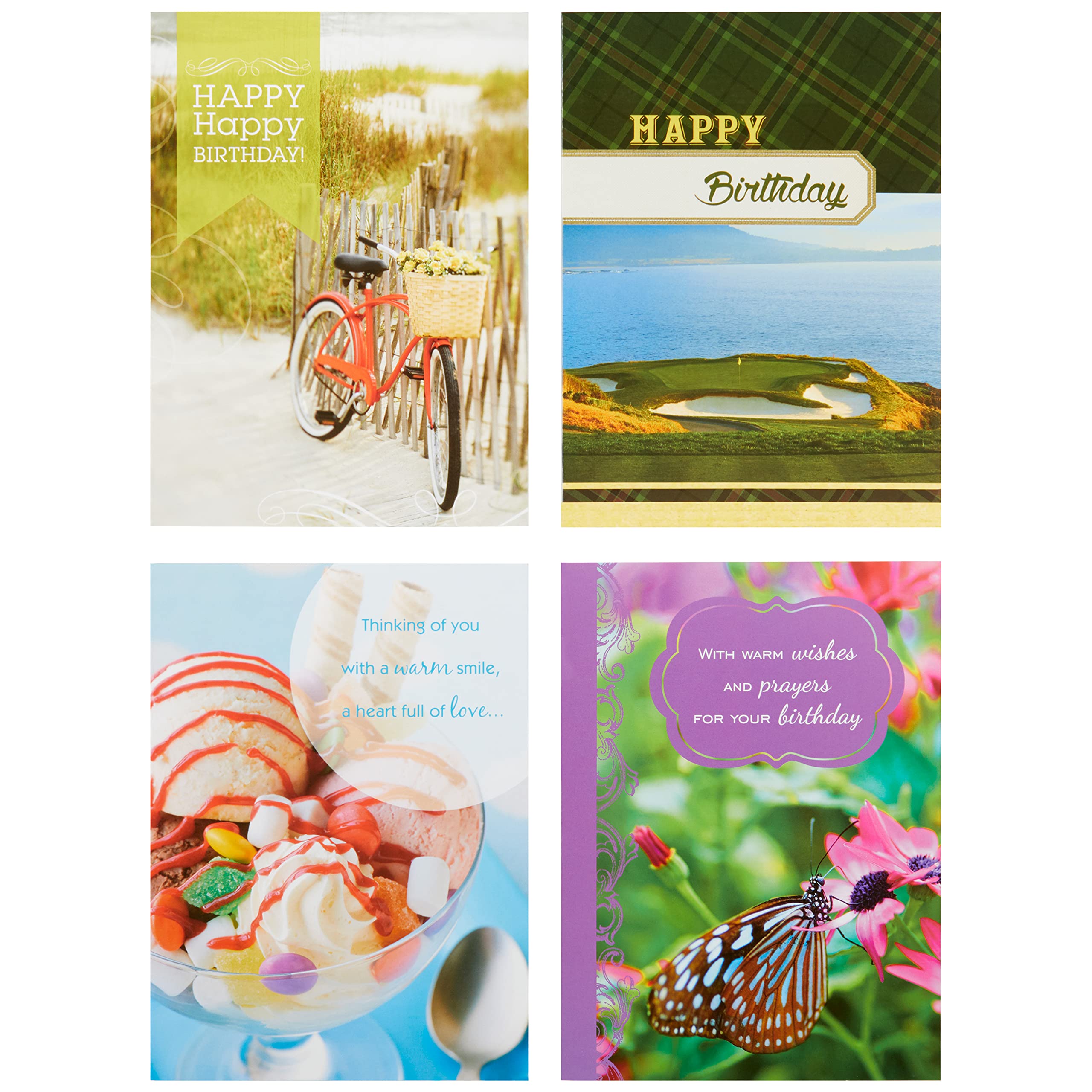 Religious Birthday Card Assortment Box Set - 12 Handmade Paper Craft Cards with Envelopes (4.75