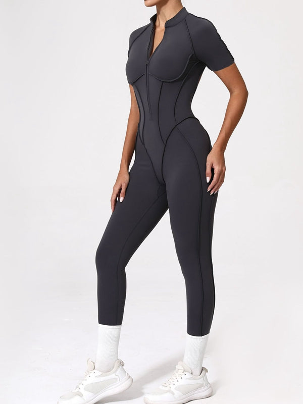 ZASUWA Women's Sexy Backless Zipper Scrunch Bum Jumpsuit - Stretchy Bodycon Romper for Clubwear, Night Out & Date Night