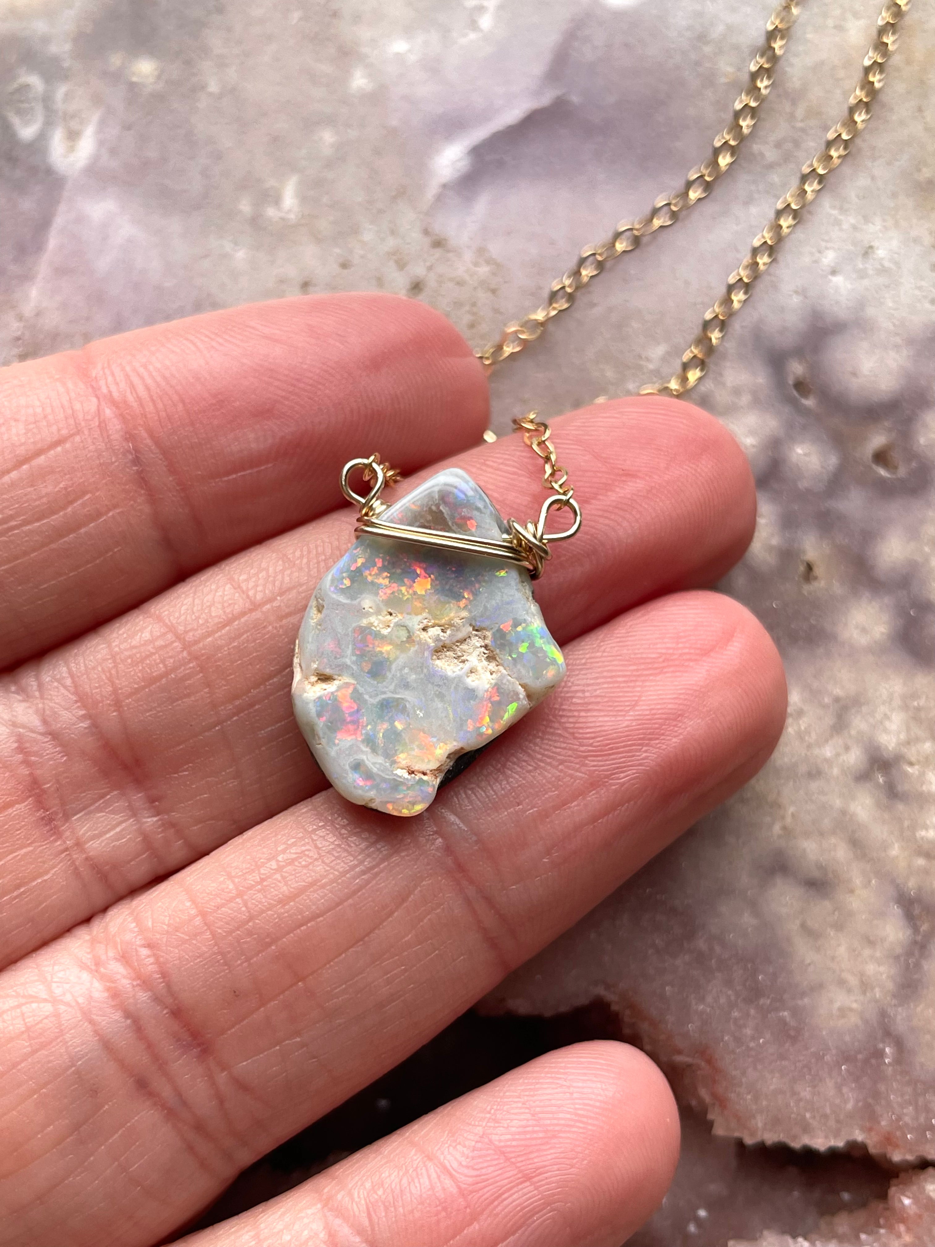 Australian Opal Doublet Pendant Necklace - 14K Gold Filled Jewelry for Women - Perfect Gift for Birthday, Anniversary & Special Occasions