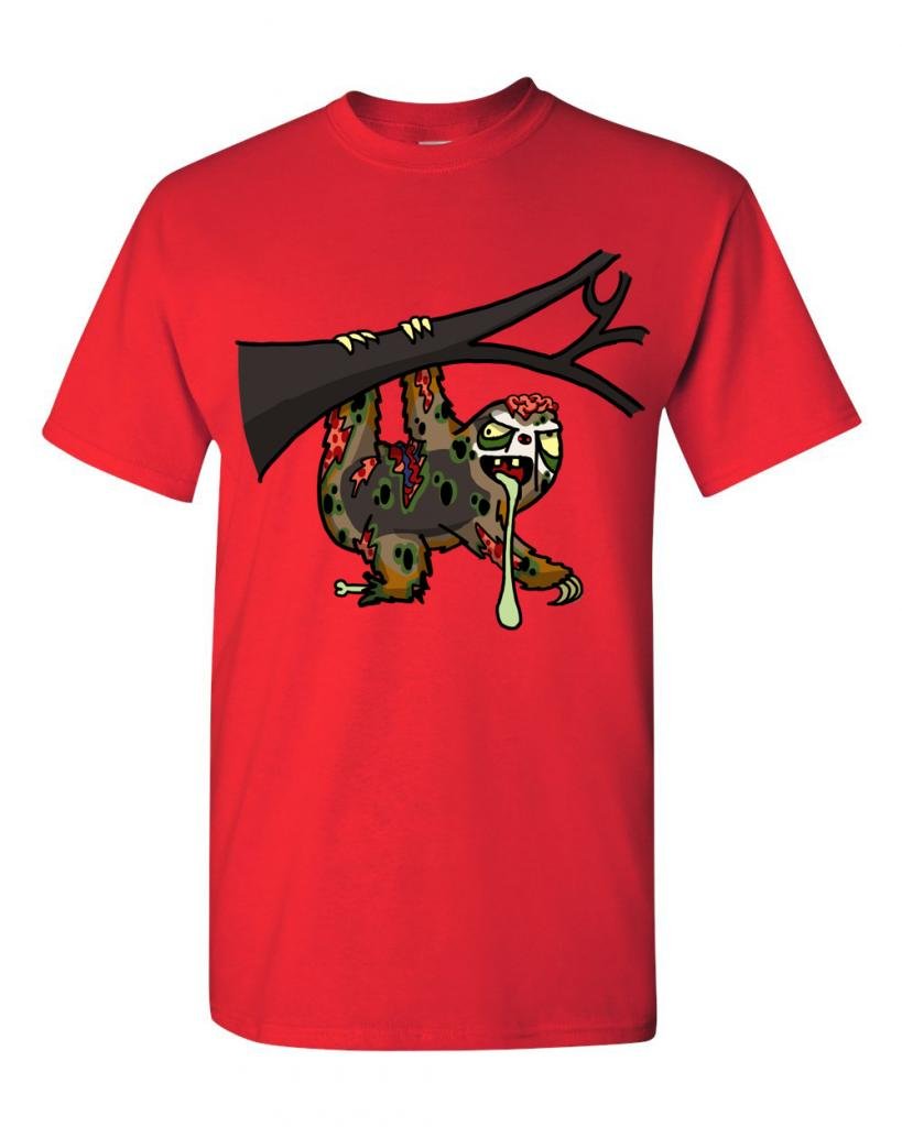 Zombie Sloth Undead Animals Graphic T-Shirt for Adults | Funny Horror Novelty Tee for Halloween & Cosplay