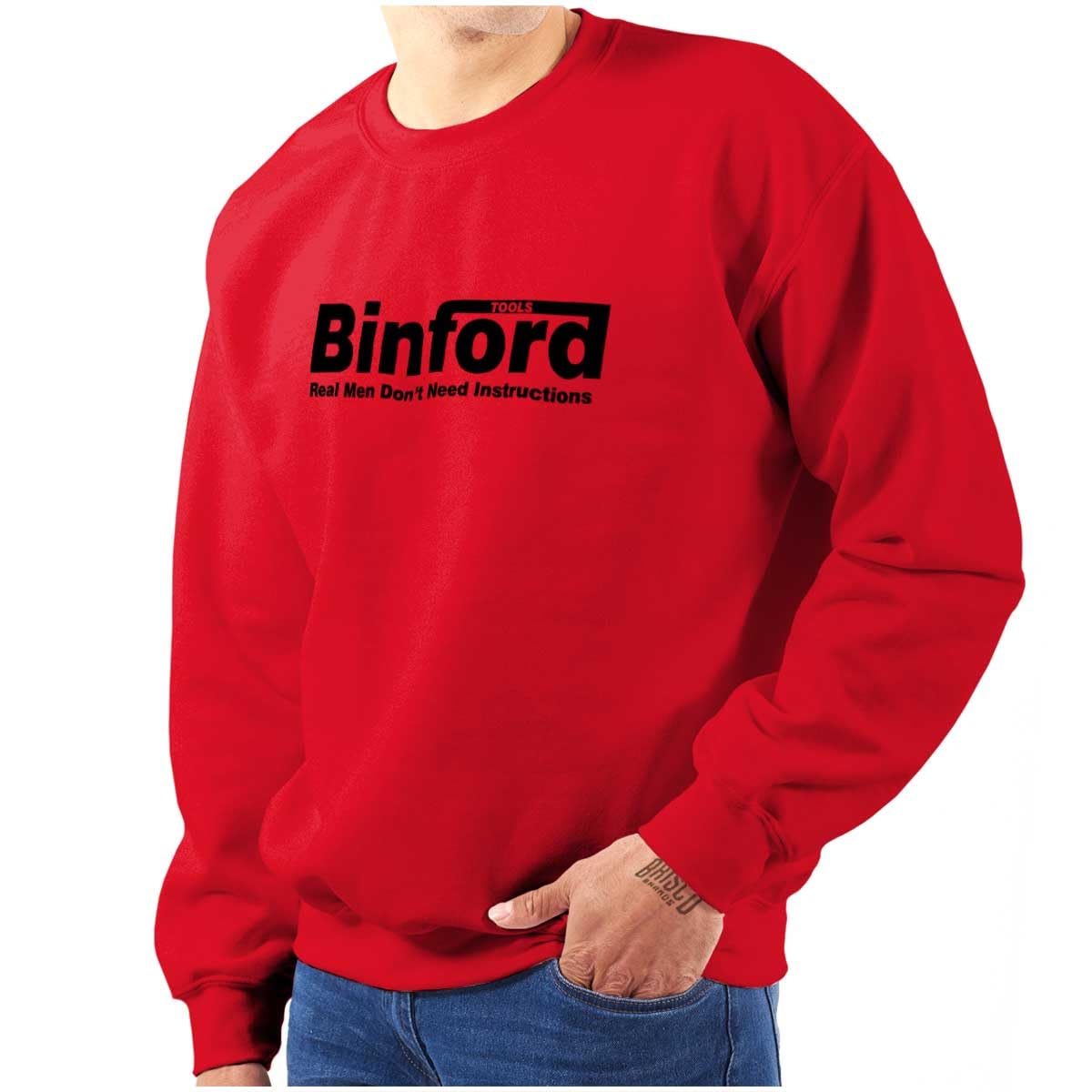 Brisco Brands Binford Tools Real Men No Instruction Sweatshirt - Unisex Pullover Hoodie for Men & Women | Perfect for DIY Projects, Construction Work & Casual Wear