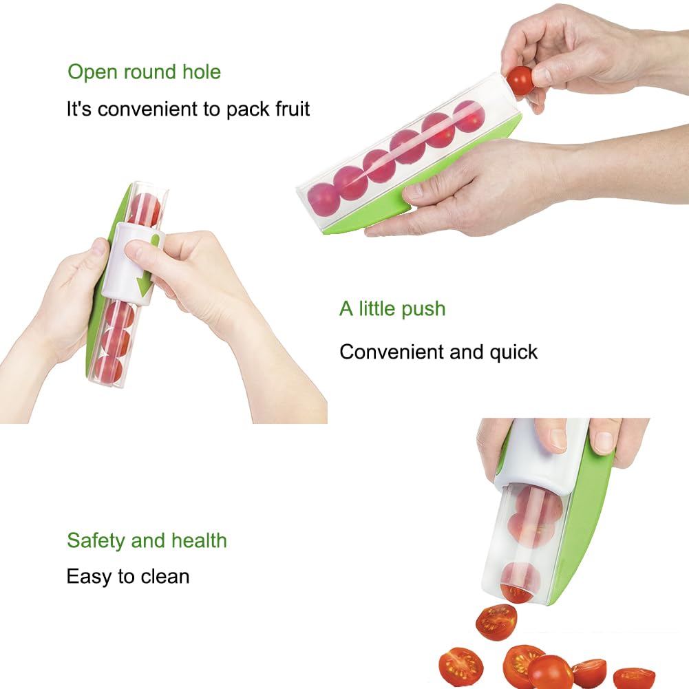 Best Grape Cutter for Kids & Toddlers - Safe Tomato Slicer, Small Fruit Cutter for Grapes, Strawberries & Vegetables - Perfect for Fruit Salad, School Lunches & Healthy Snacks (Green)
