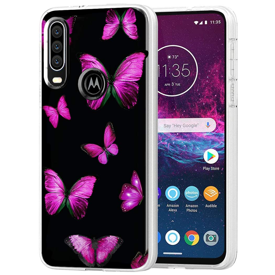 Cute Clear Slim Shockproof TPU Rubber Phone Case for Motorola Moto One Action/P40 Power - Protective Cover with Butterfly Pattern for Women & Girls | Perfect for Everyday Use, Work & Travel