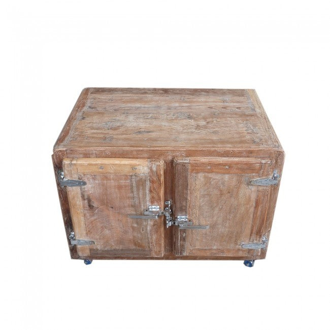 Solid Wood Coffee Table with Wheels - Whitewashed Blanket Storage Trunk Cabinet for Living Room, Bedroom & Home Decor