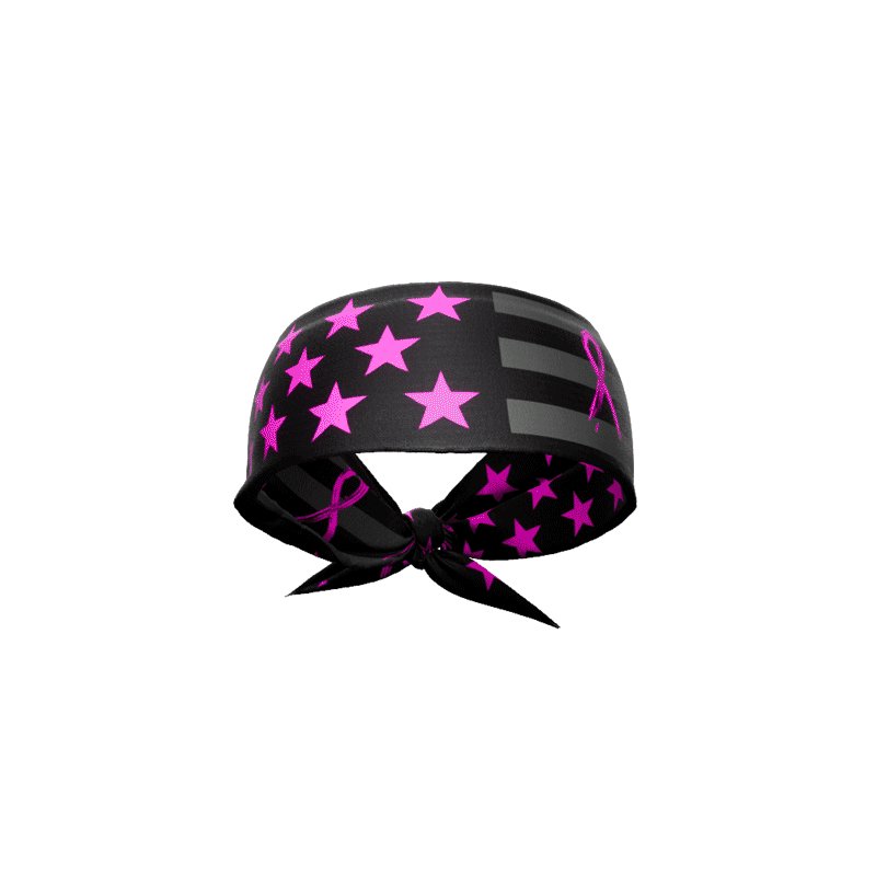 USA Flag Shadow Breast Cancer Awareness Tie Headband - Stylish Hair Accessory for Women, Support Cancer Awareness, Perfect for Sports, Workouts & Everyday Wear
