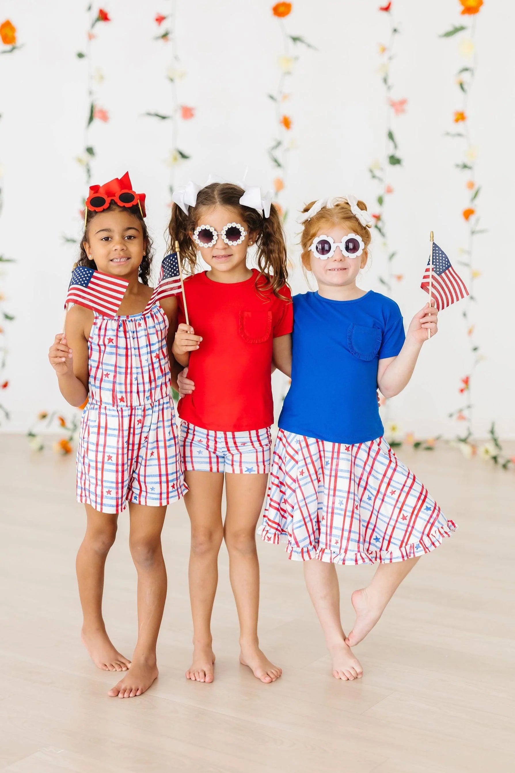 Patriotic Plaid Strappy Play Romper for Baby Girls | Cute & Comfortable Summer Outfit | Perfect for Playdates, Holidays & Photo Shoots