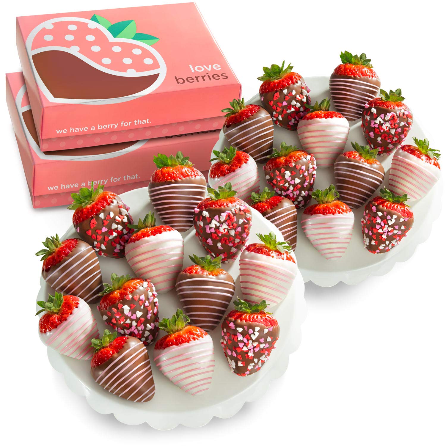 24 Love Berries Chocolate Covered Strawberries - Delicious Gift for Valentine's Day, Anniversary & Romantic Occasions - 1 Count Premium Strawberry Treat