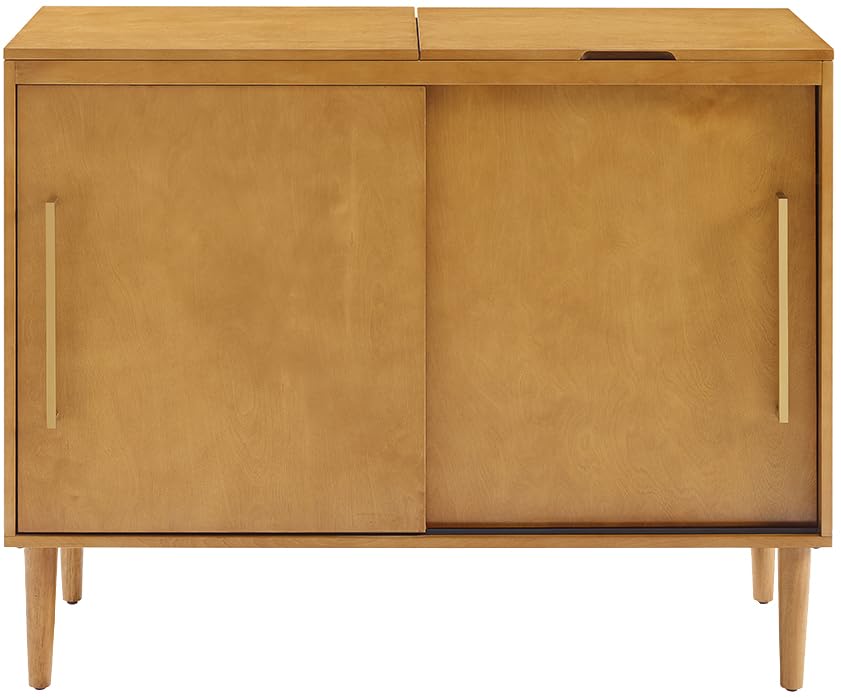 Crosley Everett Media Console & Vinyl Record Player Stand with Storage - Perfect for Living Room, Home Theater & Vinyl Record Collection - Acorn Finish