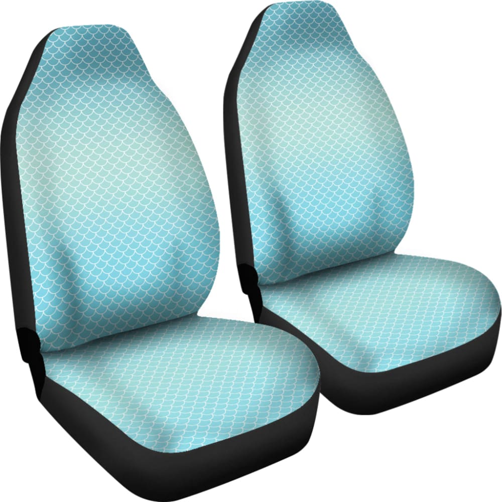 Blue Mermaid Scale Fish Scale Pattern Underwater Car Seat Covers - Waterproof & Non-Slip Car Accessories for Beach, Pool, or Summer Road Trips