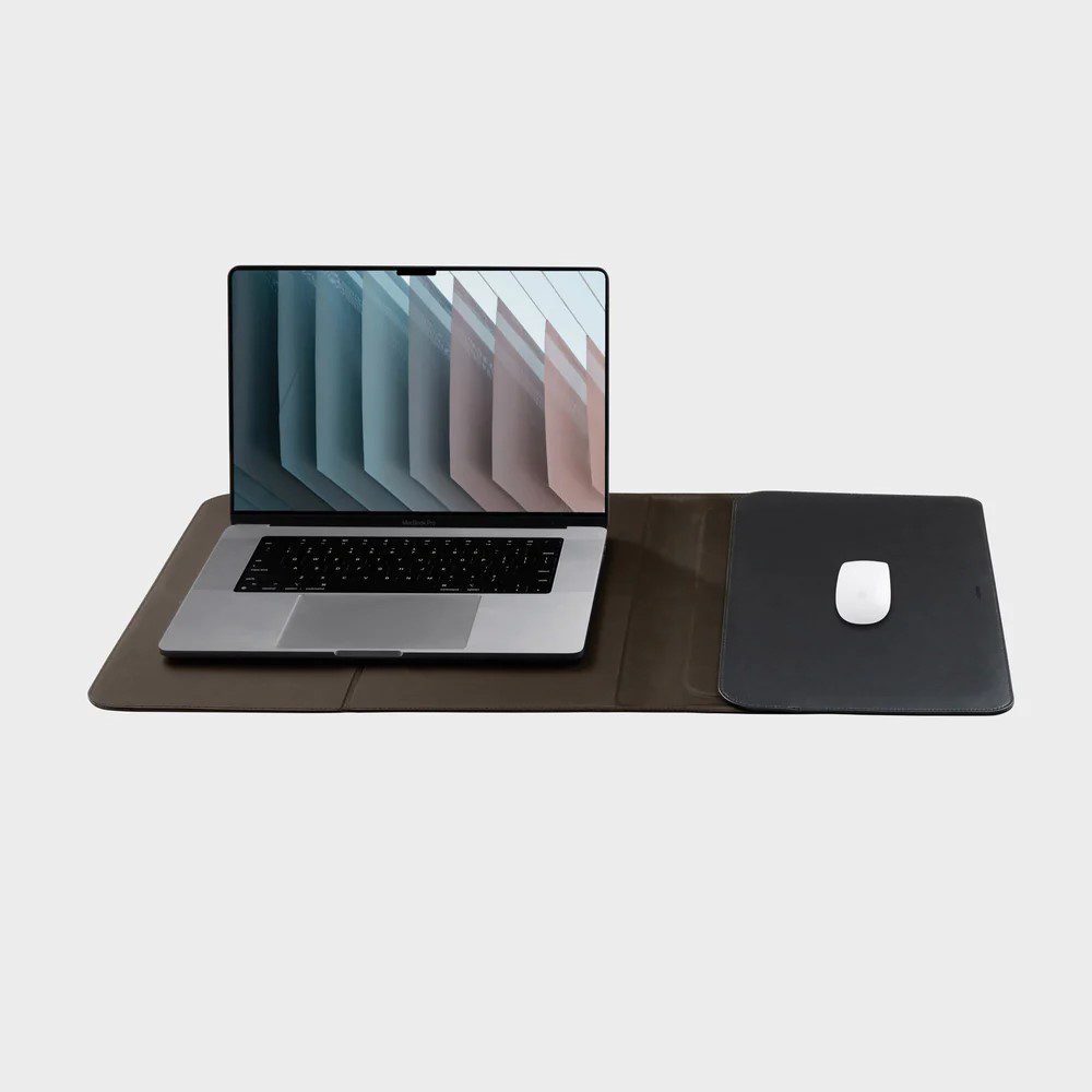 ORBITKEY Hybrid Laptop Sleeve & Desk Mat - Premium Black Protective Case for MacBook & Laptops (2 Size Options) - Perfect for Office, Travel & Home Workspace Organization