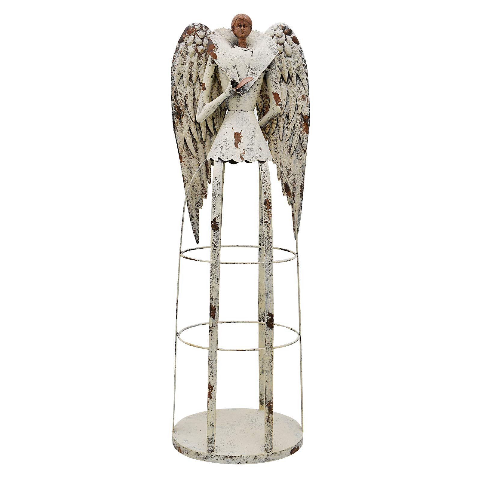 Antique Metal Angel Garden Statue - Outdoor Yard Art Decor for Lawn, Patio & Garden - Perfect for Climbing Plants, Vines, Ivy & Roses - Ideal for Home Garden Decor, Wedding Centerpieces & Landscape Design