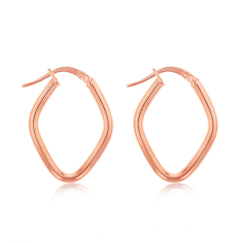 9ct Rose Gold Silver-Filled Diamond Hoop Earrings for Women - Elegant Fashion Jewelry for Parties, Weddings & Everyday Wear