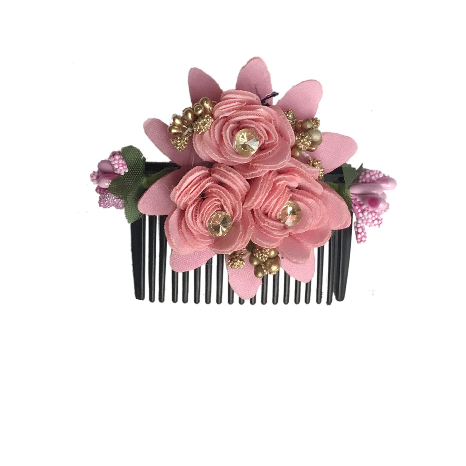 Gadinfashion™ Artificial Flower Juda Comb - Elegant Side Hair Comb for Women & Girls, Perfect Wedding & Party Hair Accessories (Pack of 1) - Great for Bridal Hairstyles, Prom, and Special Occasions