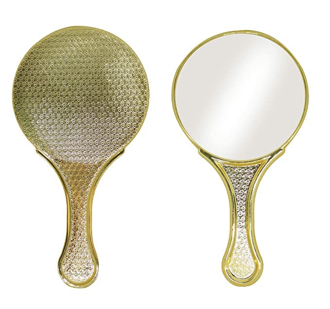 BAAL Golden Vanity Makeup Mirror with Handle for Women & Girls - Perfect for Home, Travel, and Professional Makeup Application