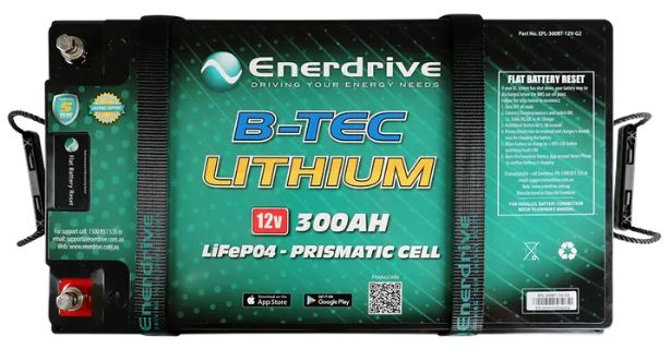 Enerdrive B-TEC 300Ah 12V LiFePO4 Deep Cycle Battery Gen 2 - Perfect for RVs, Boats, Solar Systems & Off-Grid Power Storage