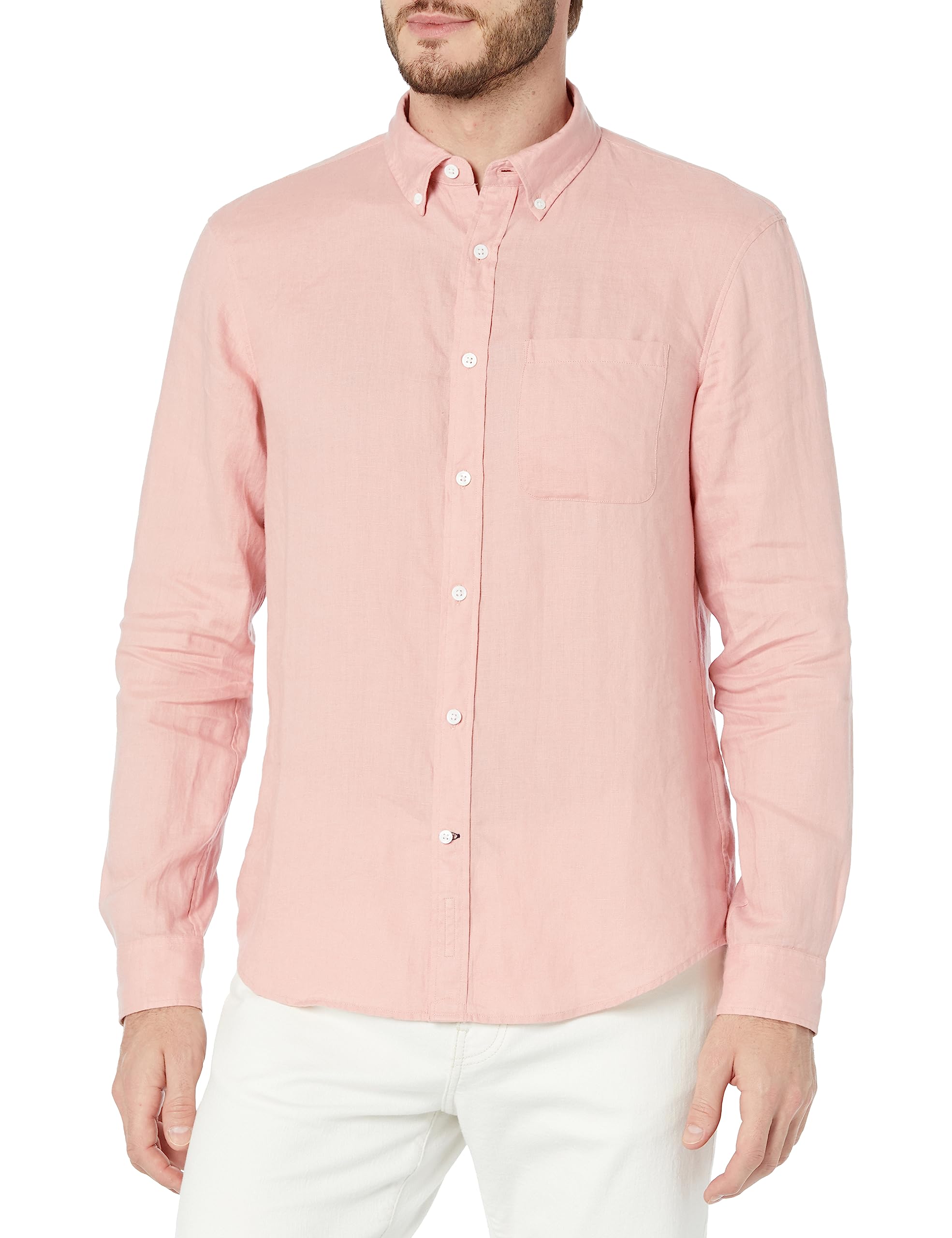 Club Monaco Men's Linen Button Down Shirt - Breathable Casual Summer Shirt for Office, Beach & Outdoor Activities