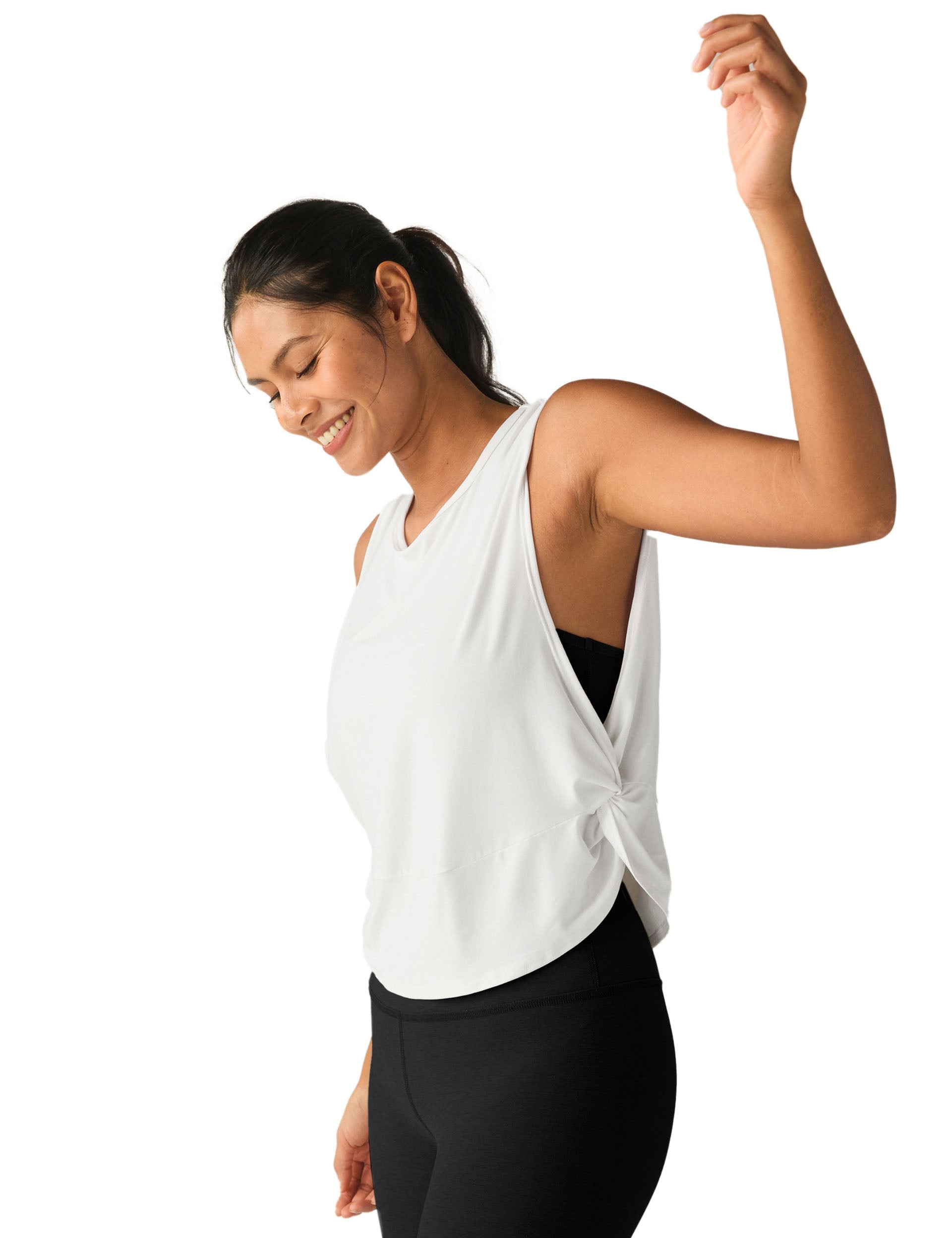 Featherweight Side Note Twist Tank Top - Cloud White | Lightweight Comfort for Yoga, Workouts & Casual Wear