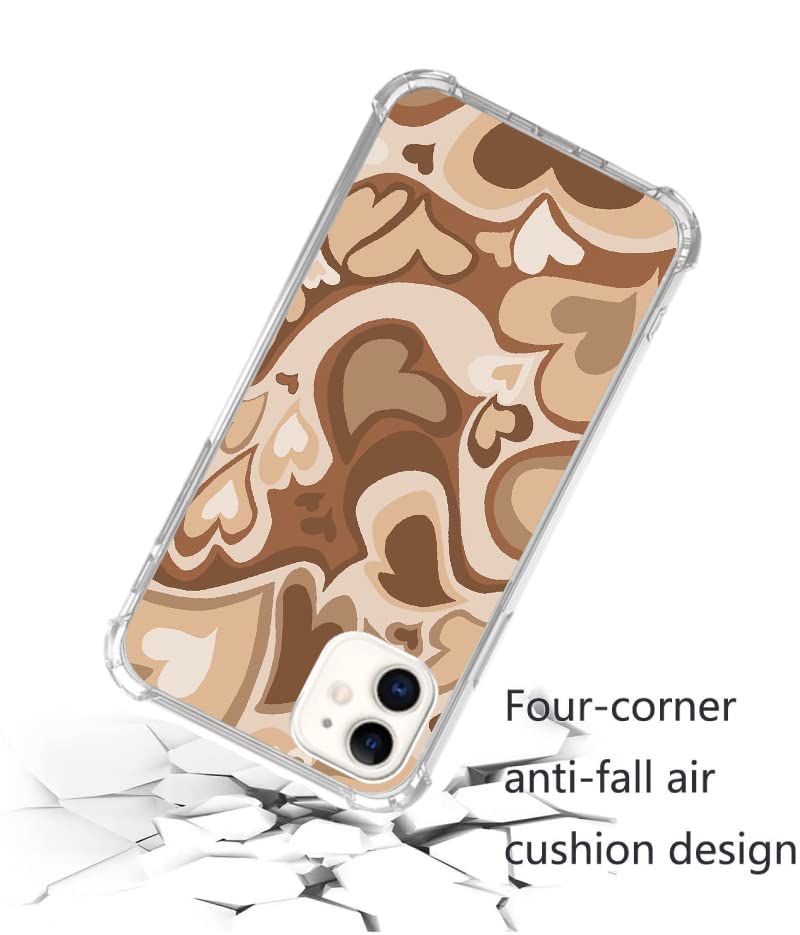 **Brown Heart iPhone 11 Case - Soft TPU Bumper Cover with Indie Love Design for Women & Girls | Perfect for Everyday Use, Valentine's Gifts & Stylish Protection**