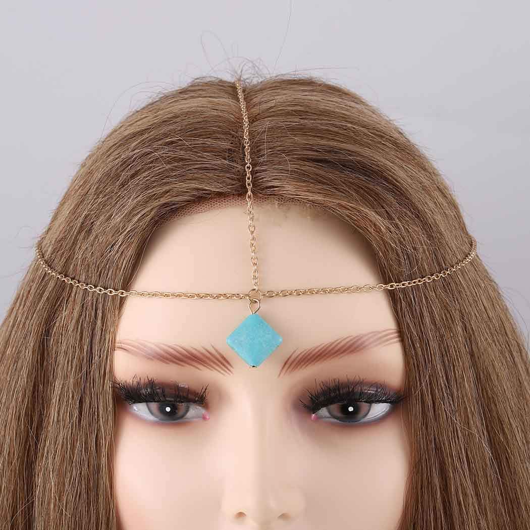 Boho Turquoise Head Chain for Women & Girls - Gold Festival Hair Accessories | Perfect for Music Festivals, Weddings & Boho Style Outfits