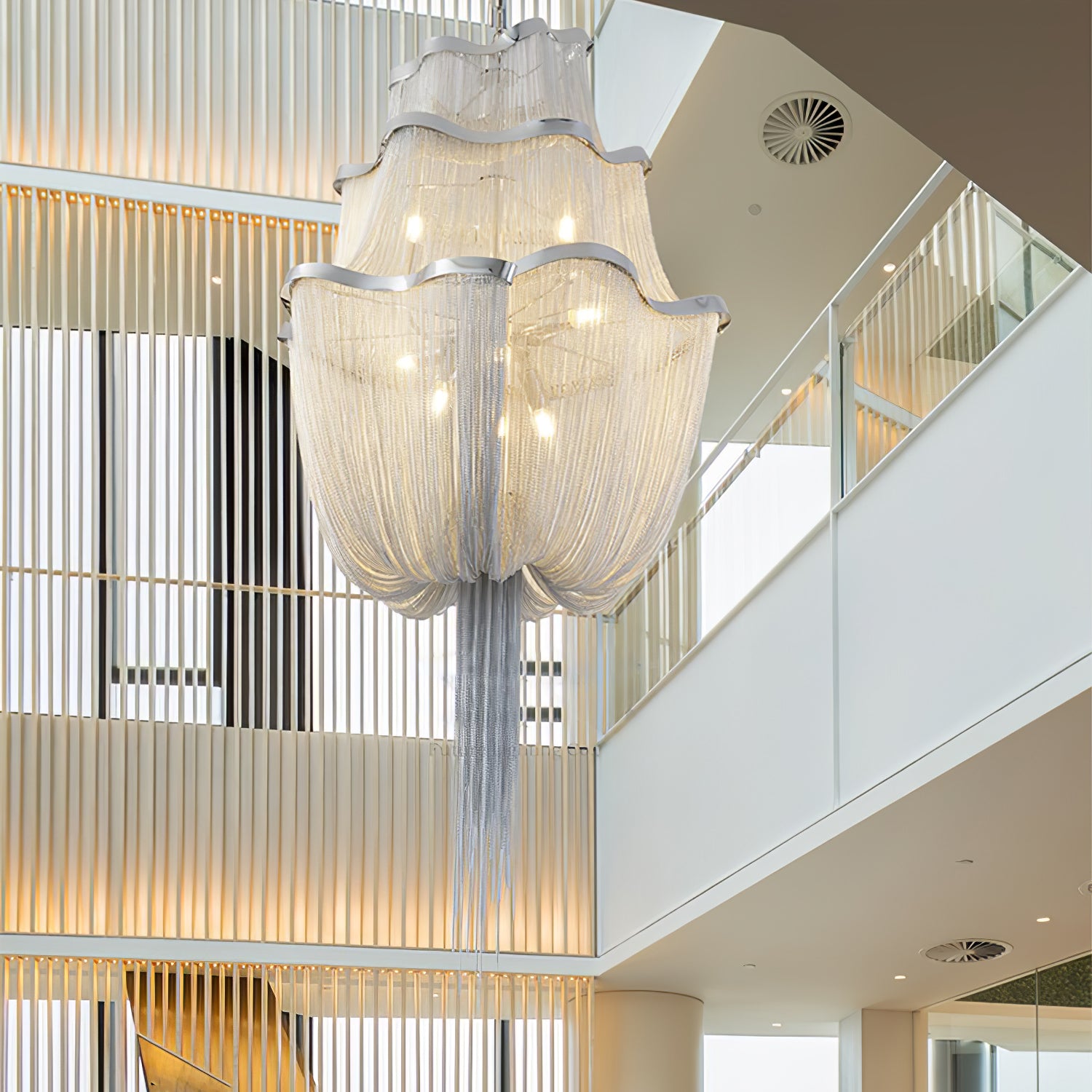 Elegant Crystal Chandelier with Shimmering Chains - Perfect for Dining Room, Bedroom, or Living Room Lighting Decor