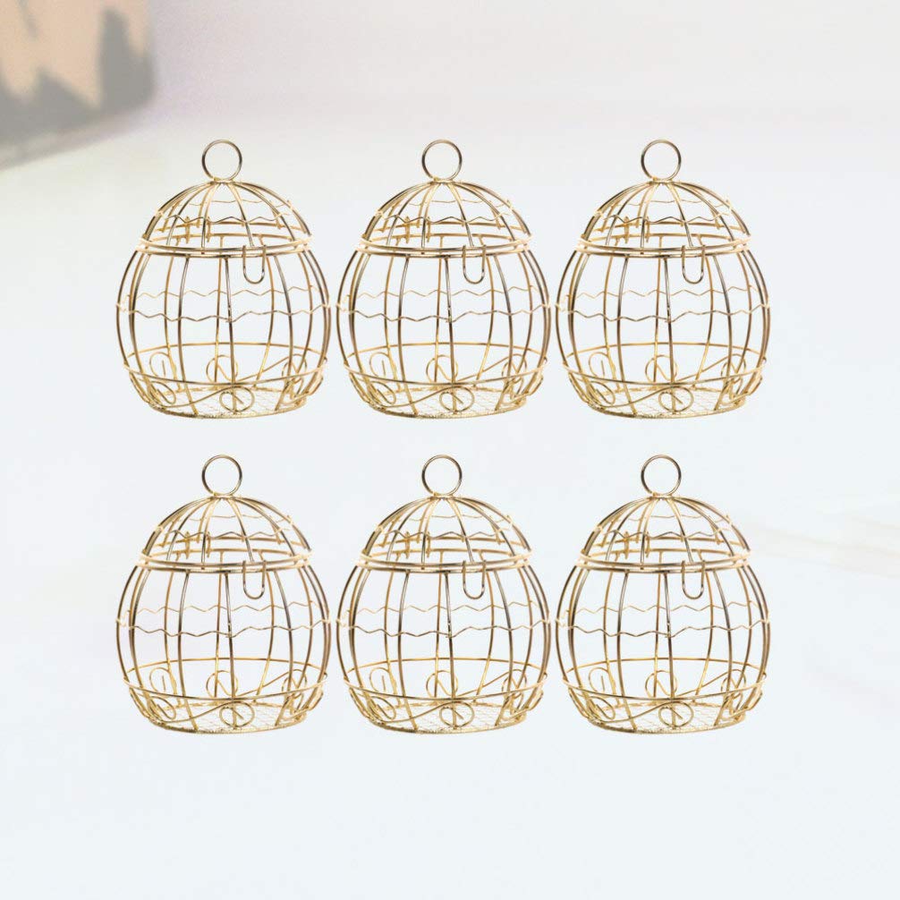 TENDYCOCO 6-Piece Clear Round Bird Cage Candy Box Set - Metal Tinplate Candy Containers for Weddings, Parties, Baby Showers & Favor Gifts - Perfect for Candy Display, Dessert Stands, and Party Decorations