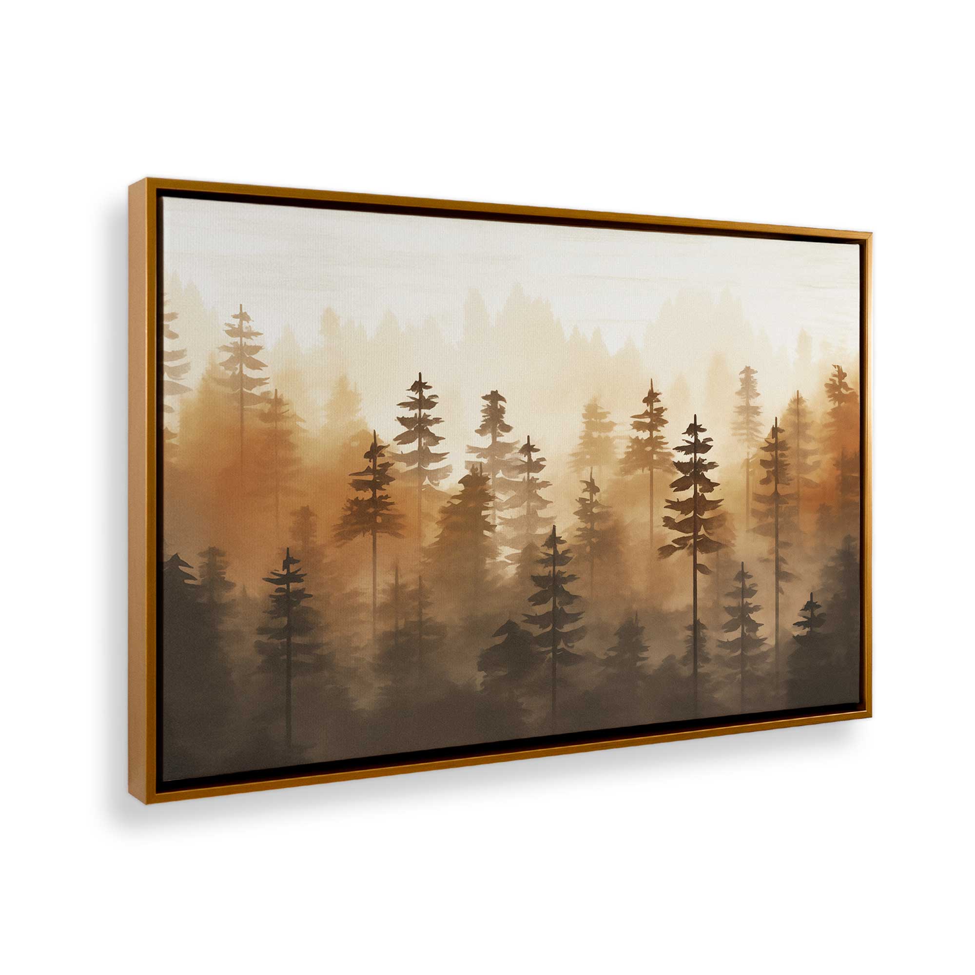 Golden Mist Woodland Canvas Print - Nature Wall Art for Living Room, Bedroom & Office Decor