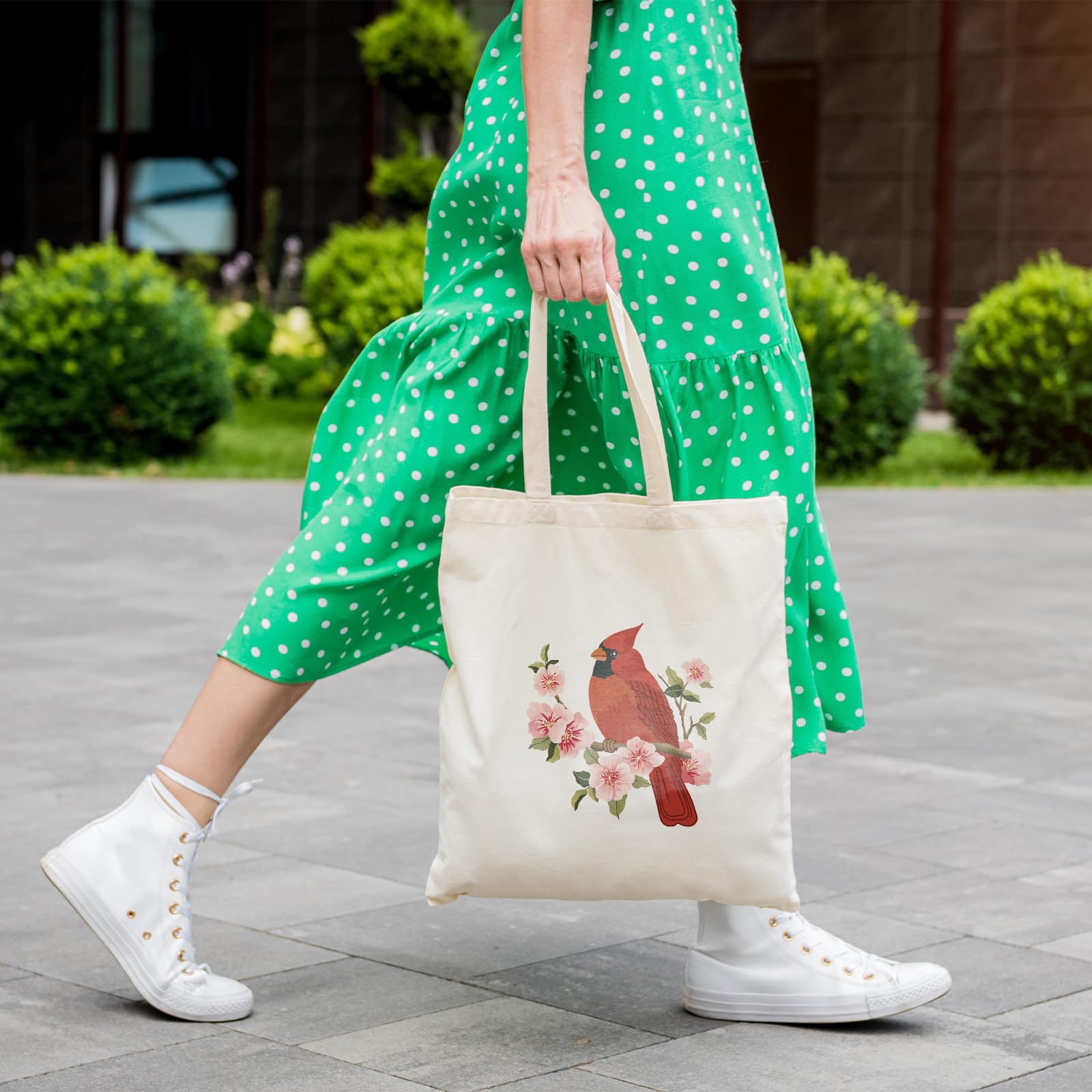 Louise Maelys Canvas Tote Bag for Women - Cute Cardinal Aesthetic Cotton Shopping Bag, Reusable Grocery Tote, Perfect Gift for Her | Great for Shopping, Beach, Work & Daily Use