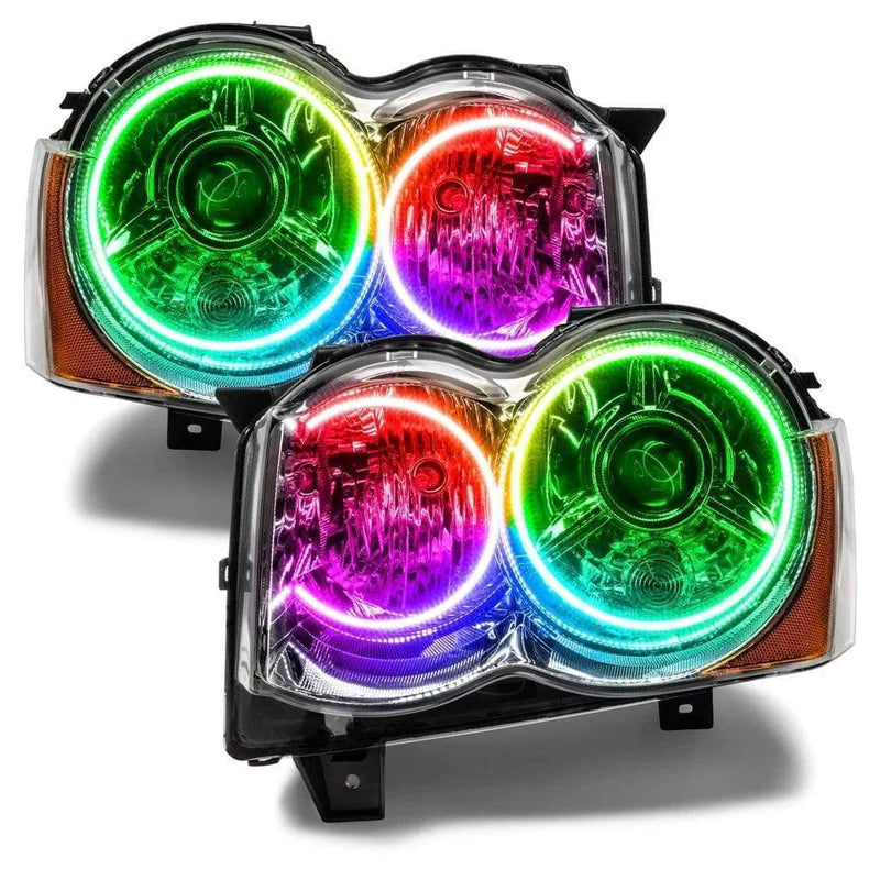 Jeep Grand Cherokee Multicolor Halo Headlight Kit (2005-2010) - LED Angel Eyes for Off-Road & Night Driving