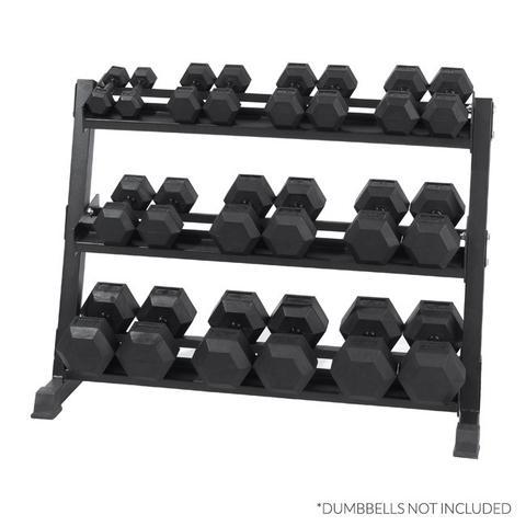 XM Fitness 3-Tier Dumbbell Storage Rack - Heavy Duty Dumbbell Organizer for Home Gym, Garage & Fitness Studio - Perfect for Weight Plates, Kettlebells & Workout Equipment Storage
