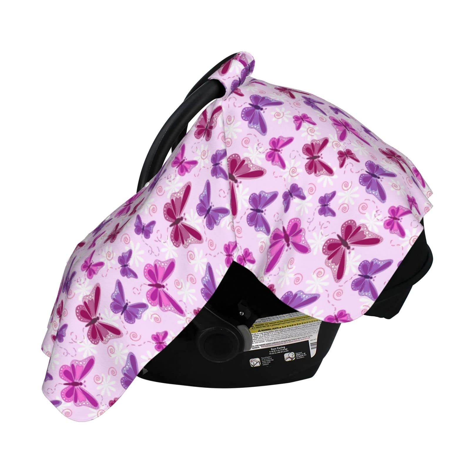 Butterfly Print Baby Car Seat Cover - Soft & Breathable for Winter & Summer Use | Nursing Cover for Mom | Universal Fit for Boys & Girls | Perfect for Travel, Shopping & Outdoor Activities