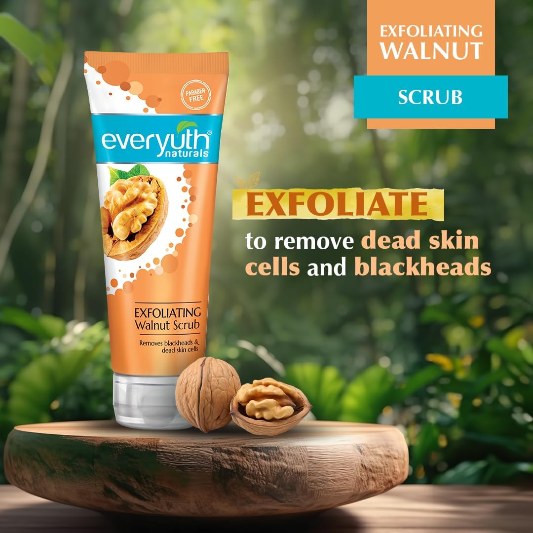 Everyuth Exfoliating Walnut Scrub & Chocolate Cherry Tan Removal Scrub Combo Pack - 100g + 50g | Deep Cleansing, Dead Skin Removal | Perfect for Daily Skincare & Spa Treatments