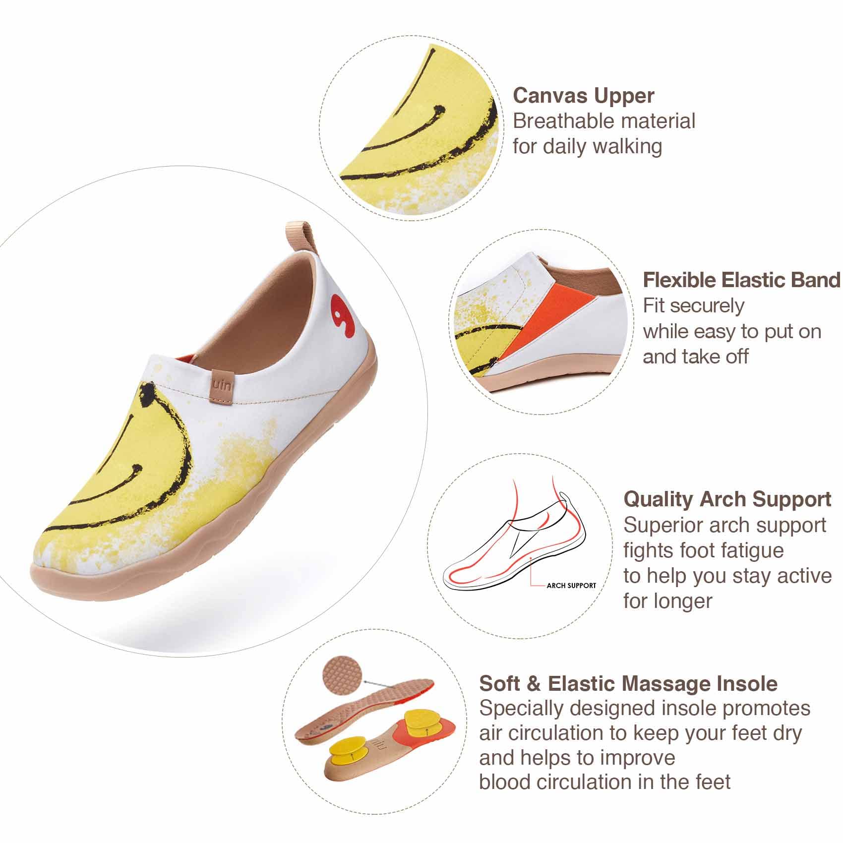 UIN Men's Slip-On Canvas Sneakers - Lightweight Comfortable Walking Shoes for Travel & Casual Wear | Breathable Loafers with Artistic Paint Design | Perfect for Daily Commute, Vacation & Outdoor Activities