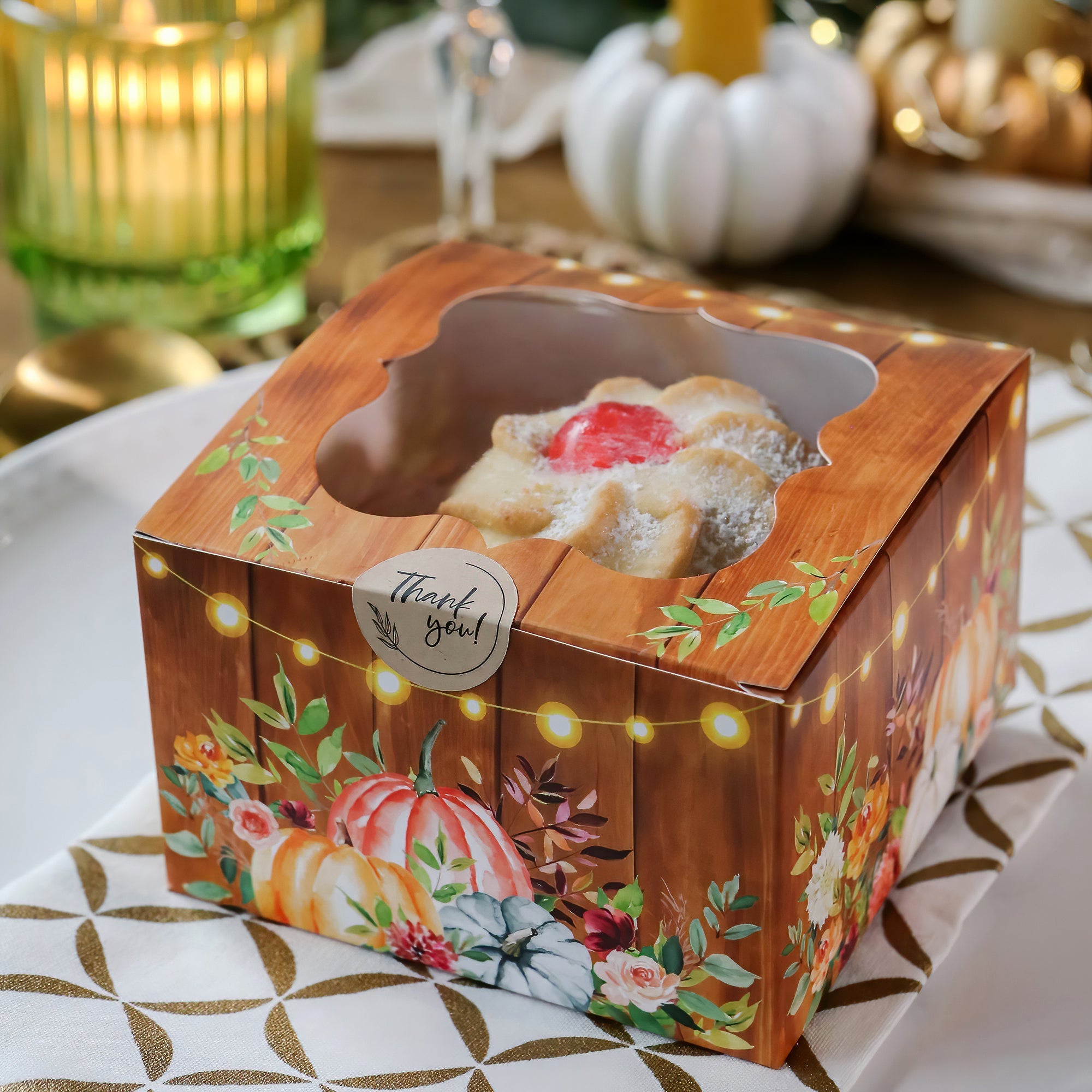Premium Fall-Themed Cookie Boxes with Clear Window & Seal Sticker - 30-Pack for Autumn Treats, Holiday Gifts & Party Favors - Perfect for Thanksgiving, Halloween & Seasonal Baking Packaging