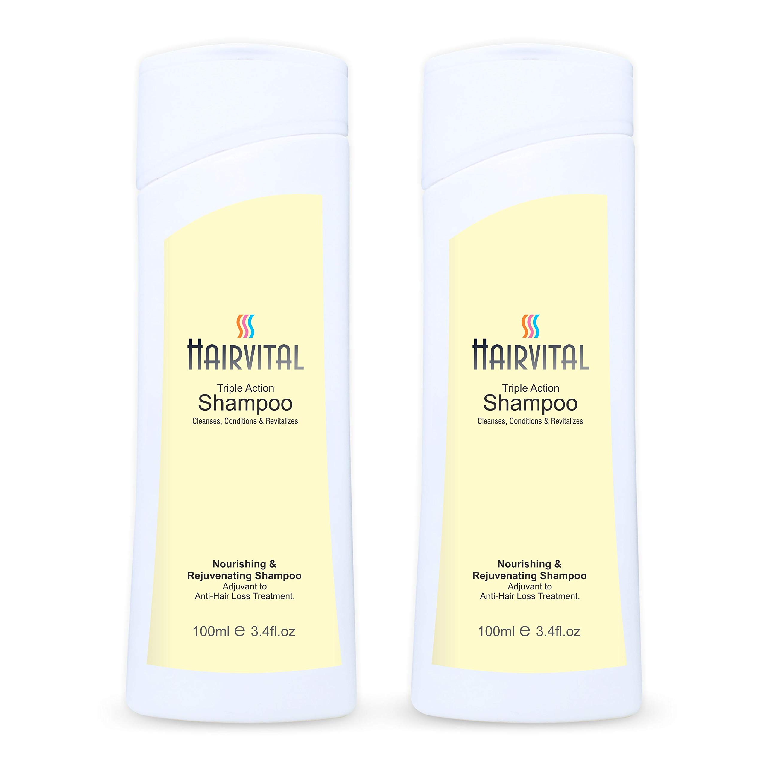 Hairvital Triple Action Shampoo - Cleanser, Conditioner & Revitalizer with Aloe Vera, Jojoba Oil & Vitamin E for Dry & Damaged Hair - 100ml (Pack of 2) | Hydrating & Repairing Daily Hair Care for Women & Men