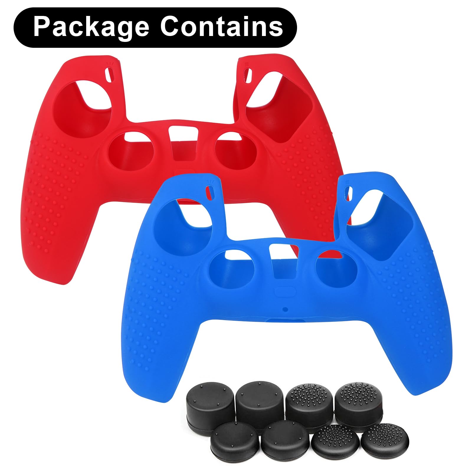 PS4 Controller Silicone Cover - 2 Pack Anti-Slip Skin with Thumb Grips for Gaming Comfort