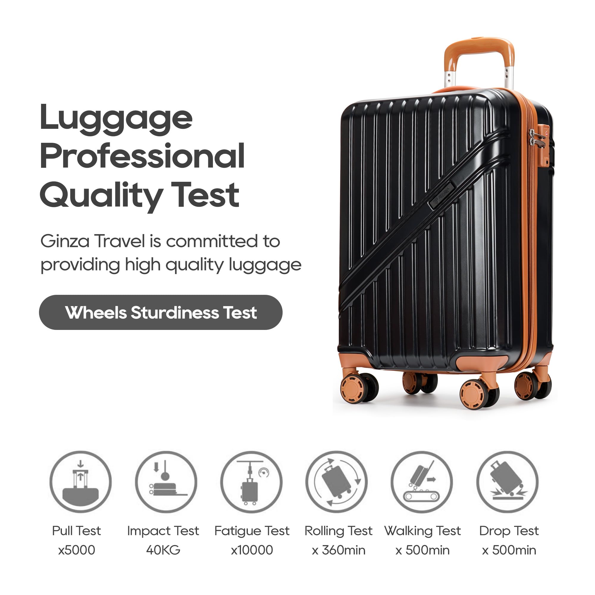 GinzaTravel 3-Piece Expandable Hardside Luggage Set with Wheels & TSA Lock - Durable PC+ABS Suitcases for International Travel, Business Trips & Family Vacations